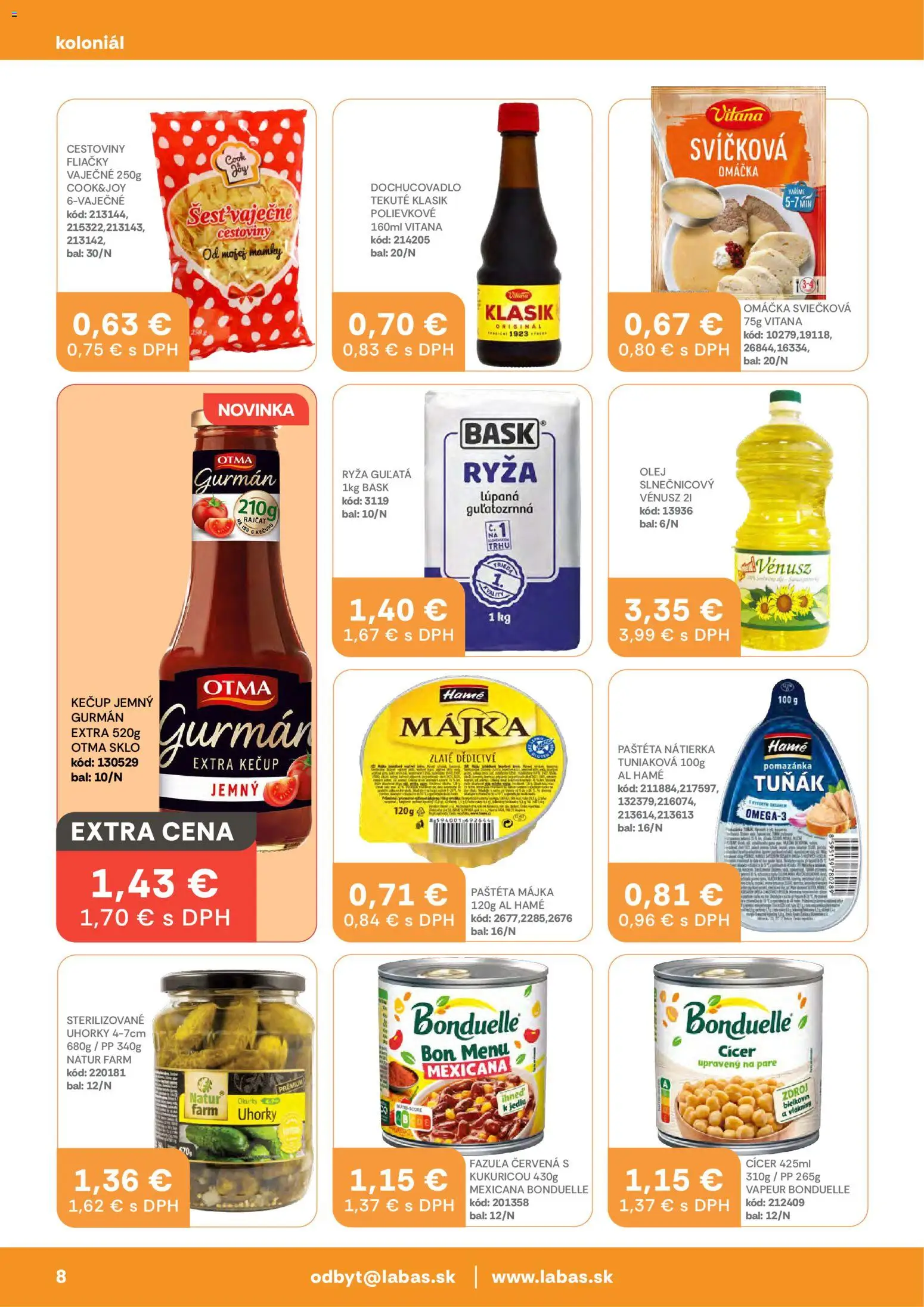 Nové Labaš akcie – leták je platný od 30.01.2026 | Strana: 8 | Produkty: Olej, Cestoviny, Fazuľa, Kečup