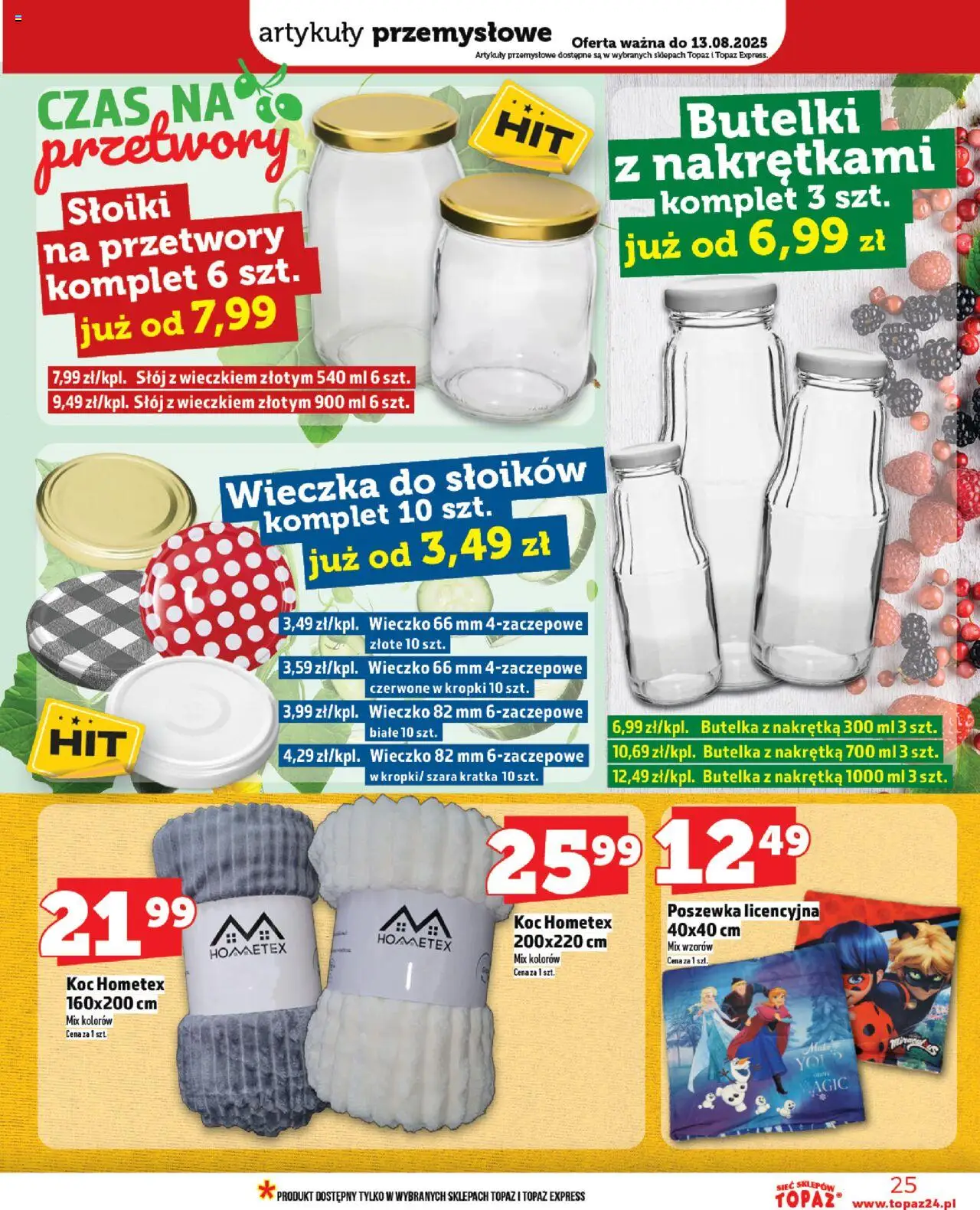 Topaz Gazetka - Ceny małe na stałe od 07.08.2025 | Strona: 25 | Produkty: Koc, Artykuły przemysłowe