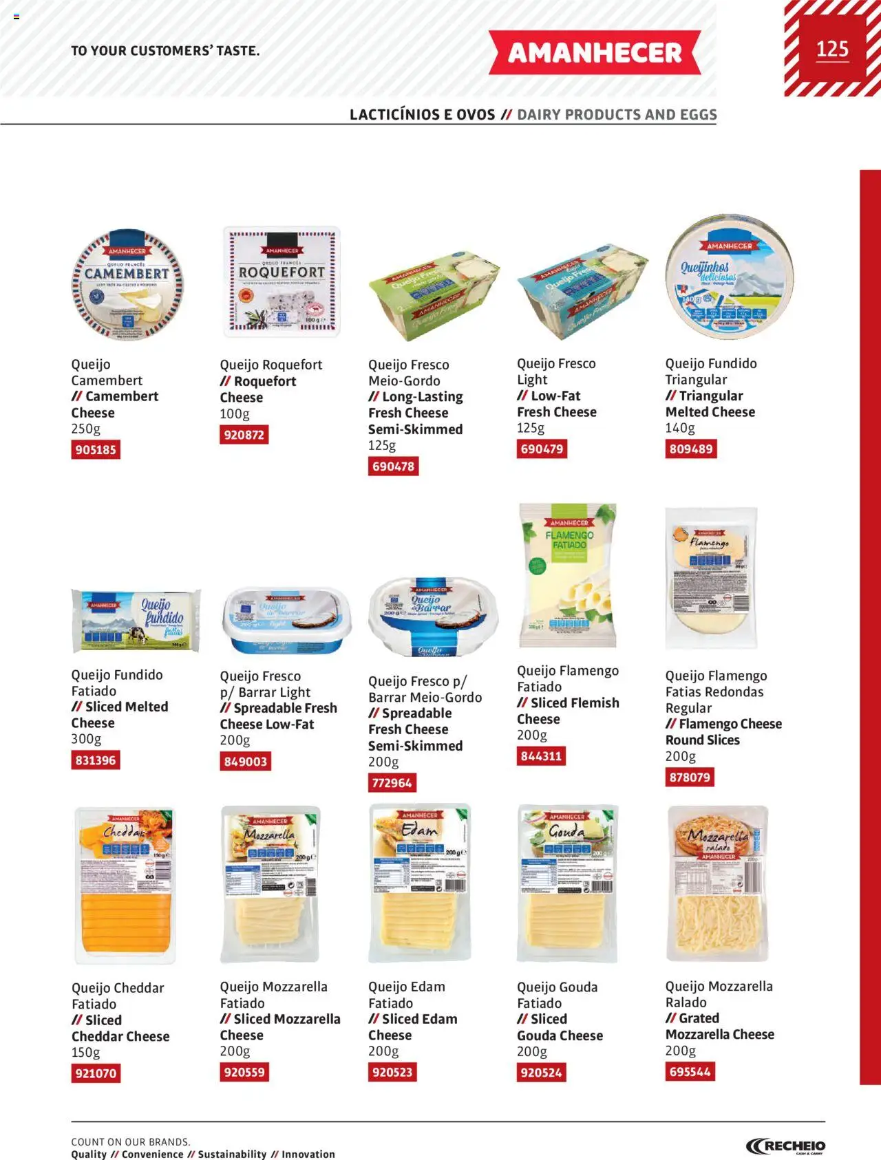Recheio AS NOSSAS MARCAS │ válido de 19.12.2023 | Página: 125 | Produtos: Queijo, Ovos, Cheddar
