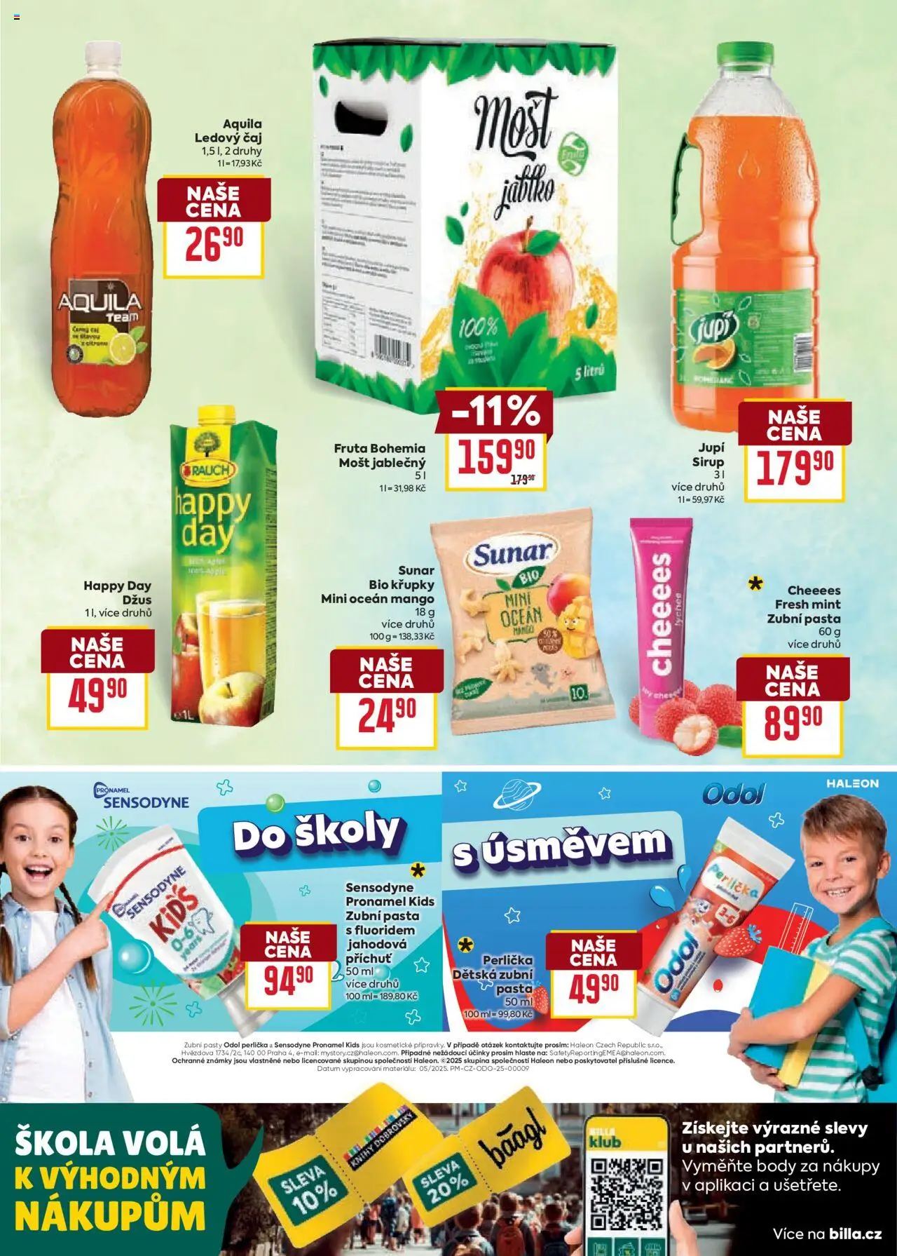 Billa leták - Zpátky do školy od 06.08.2025 | Strana: 17 | Produkty: Zubní pasta, Džus, Čaj, Aquila
