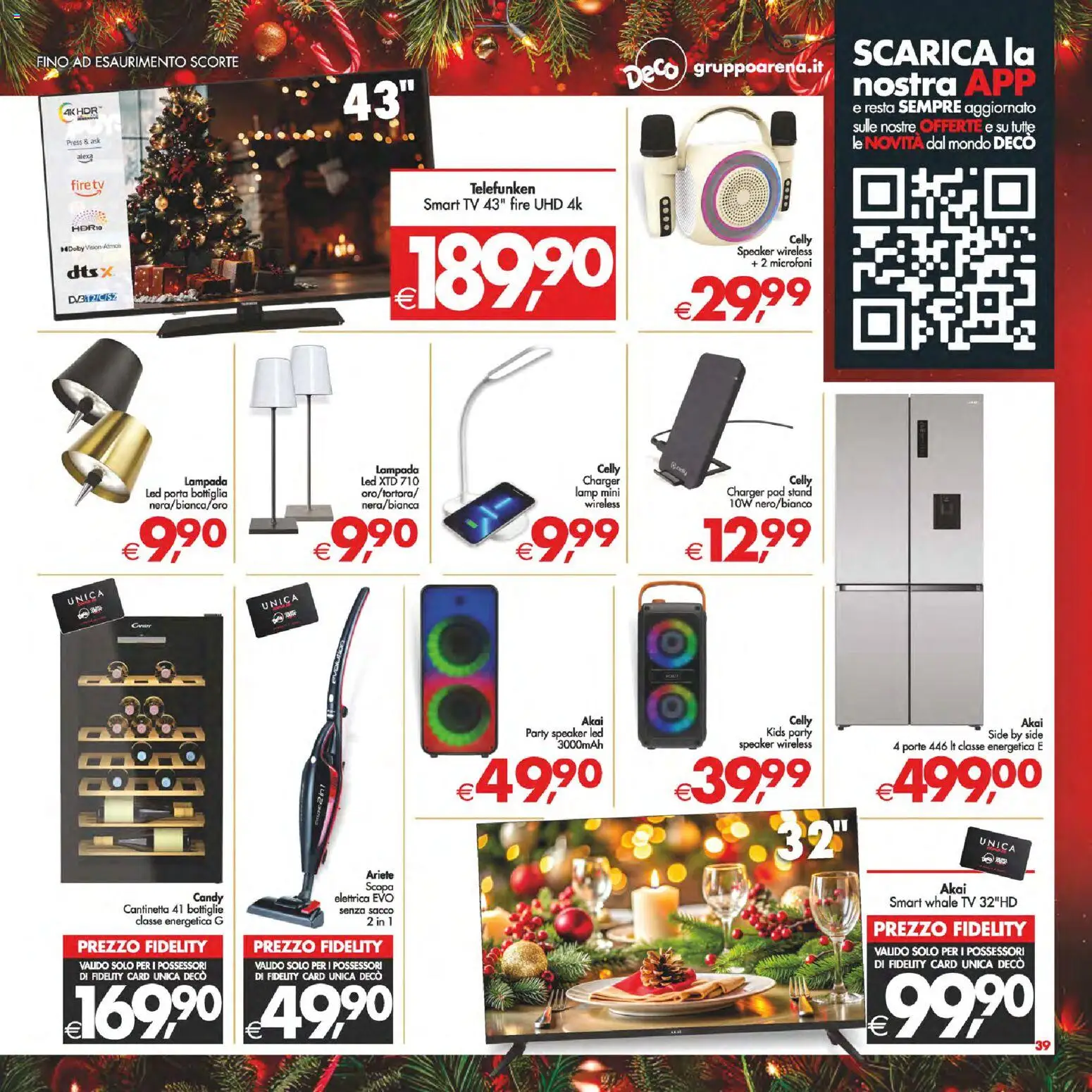 Volantino Decò del 16.12.2025 | Pagina: 46 | Prodotti: Scopa, TV, Speaker, Bottiglia