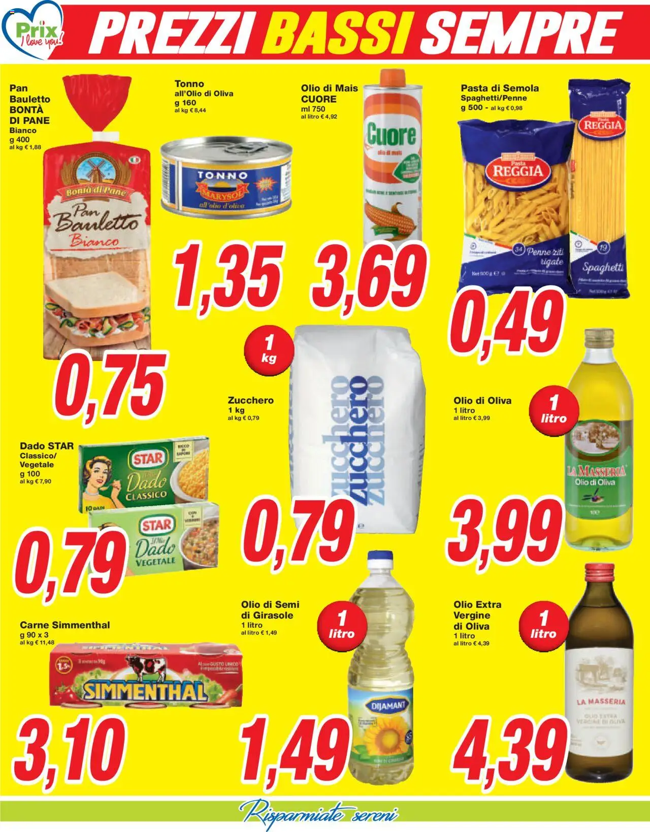 Volantino Prix del 26.09.2025 | Pagina: 4 | Prodotti: Pane, Mais, Penne, Olio di Oliva