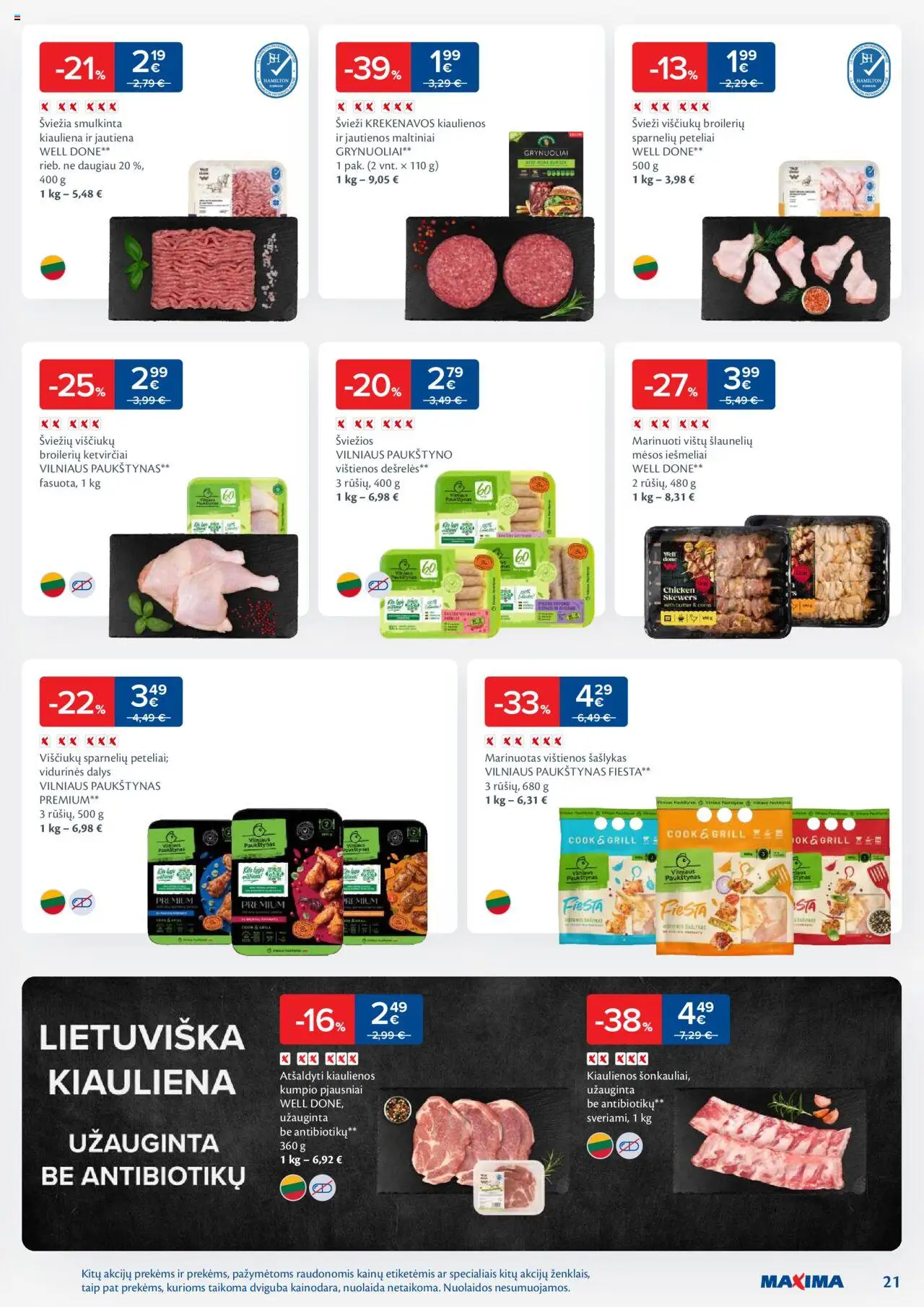 MAXIMA akcijos nuo 09.09.2025 | Puslapis: 21 | Prekių: Vištienos, Dešrelės, Viščiukų, Jautiena