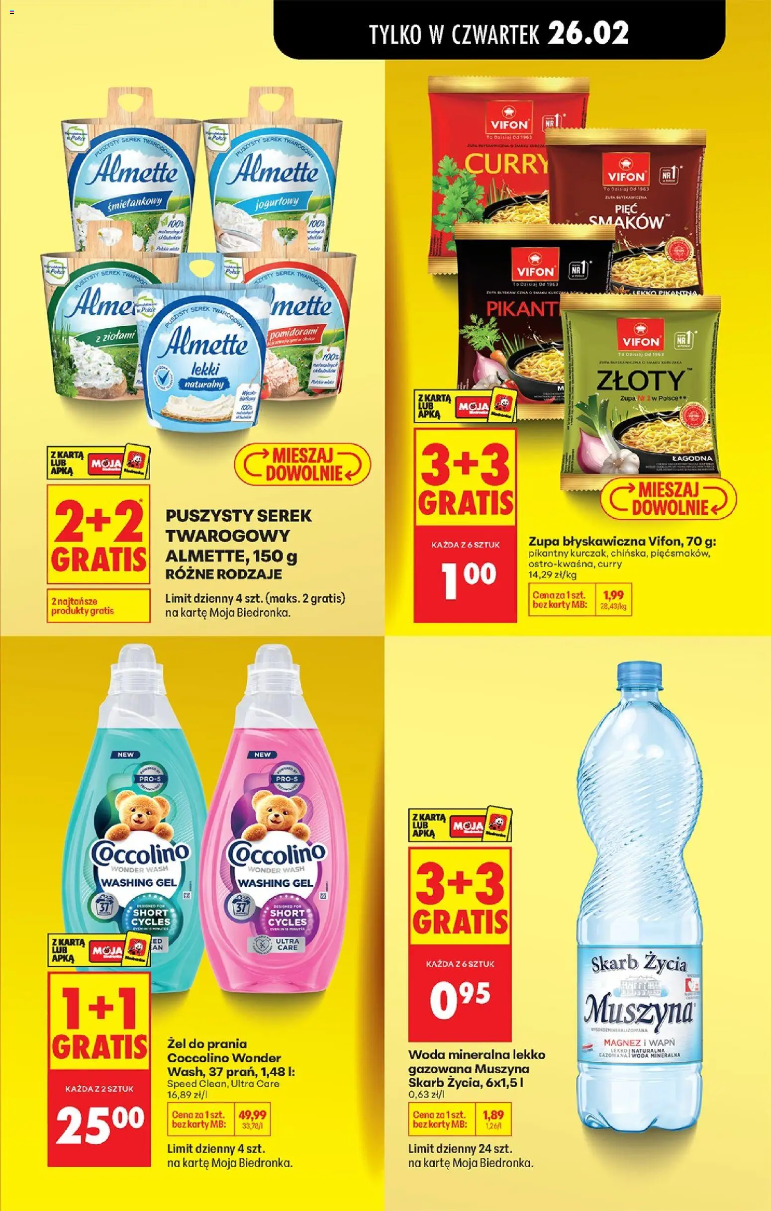 Biedronka gazetka - Oferta w tym tygodniu od 26.02.2026 | Strona: 7 | Produkty: Karta, Serek, Vifon, Coccolino
