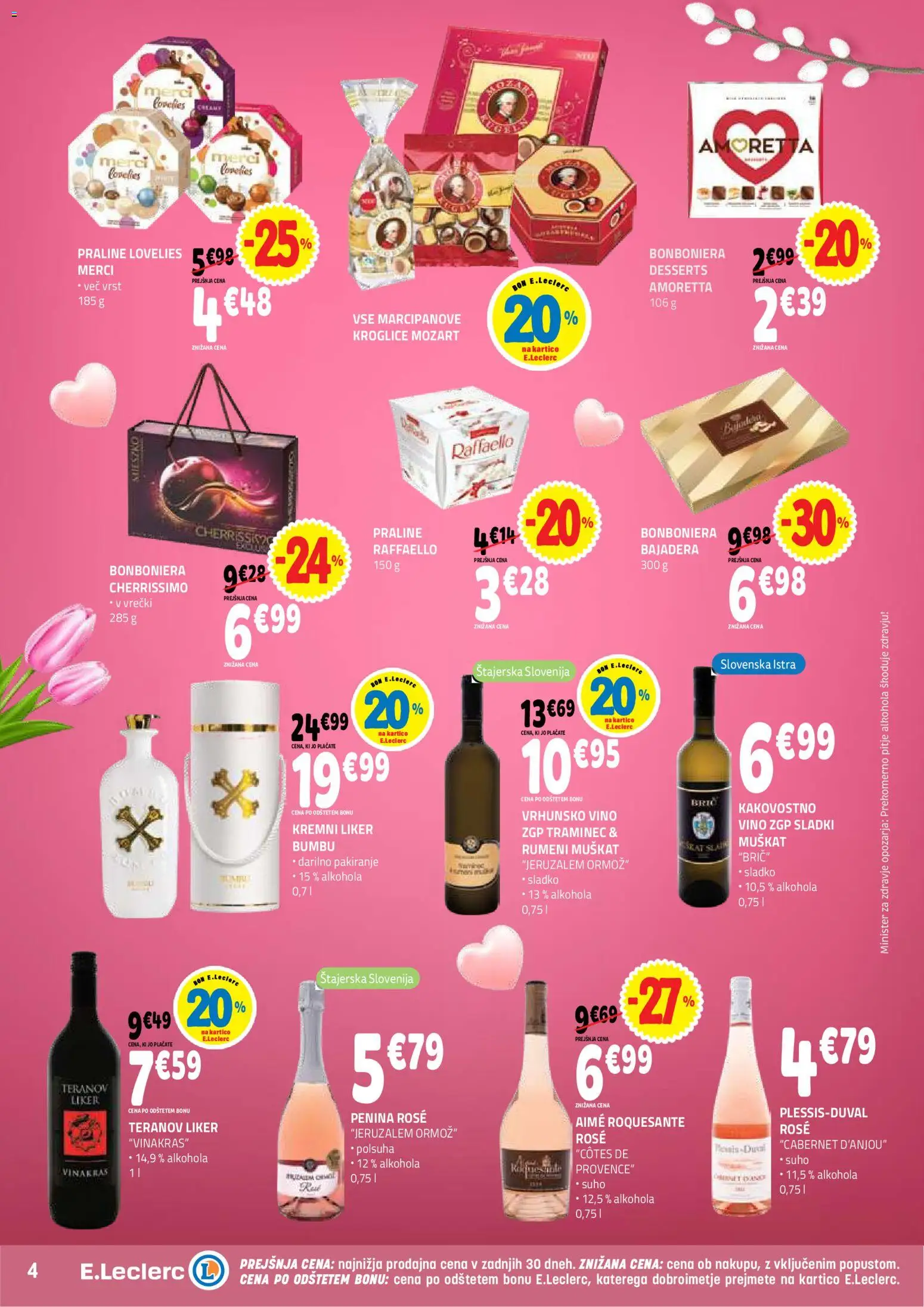 Novi E.leclerc katalog ponudbe – veljaven od 25.02.2026 | Stran: 4 | Izdelki: Penina, Bonboniera, Vino