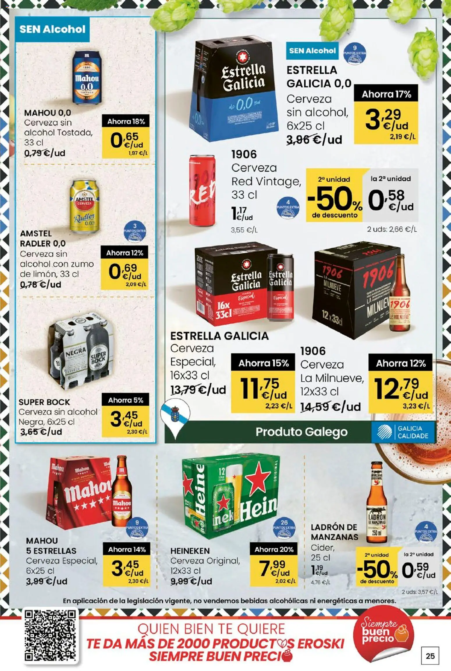 Eroski - Quién bien te quiere te hará ahorrar │ válido desde el 15.01.2026 | Página: 25 | Productos: Cerveza, Ροζ πιπέρι, Té, Σπανάκι