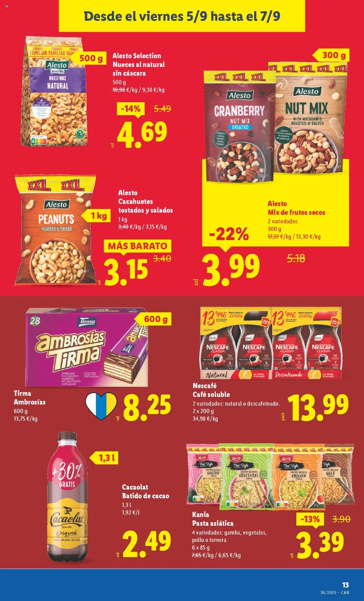 Lidl - Canarias │ válido desde el 01.09.2025 | Página: 23 | Productos: Café, Pasta, Μηχανή καφέ, Nueces al natural
