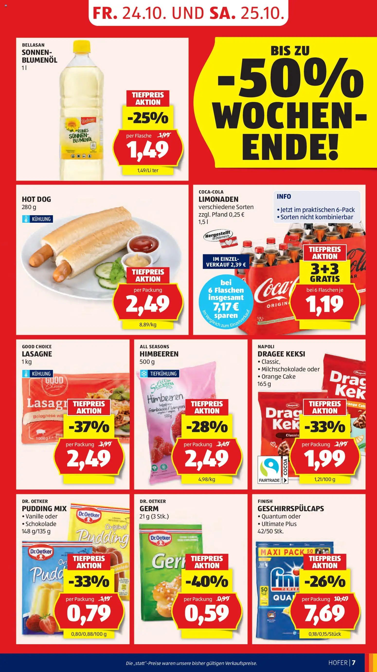 Hofer AT akciós ujság - amely érvényes a következő dátumtól: 24.10.2025 | Oldal: 9 | Termékek: Hot dog, Lasagne