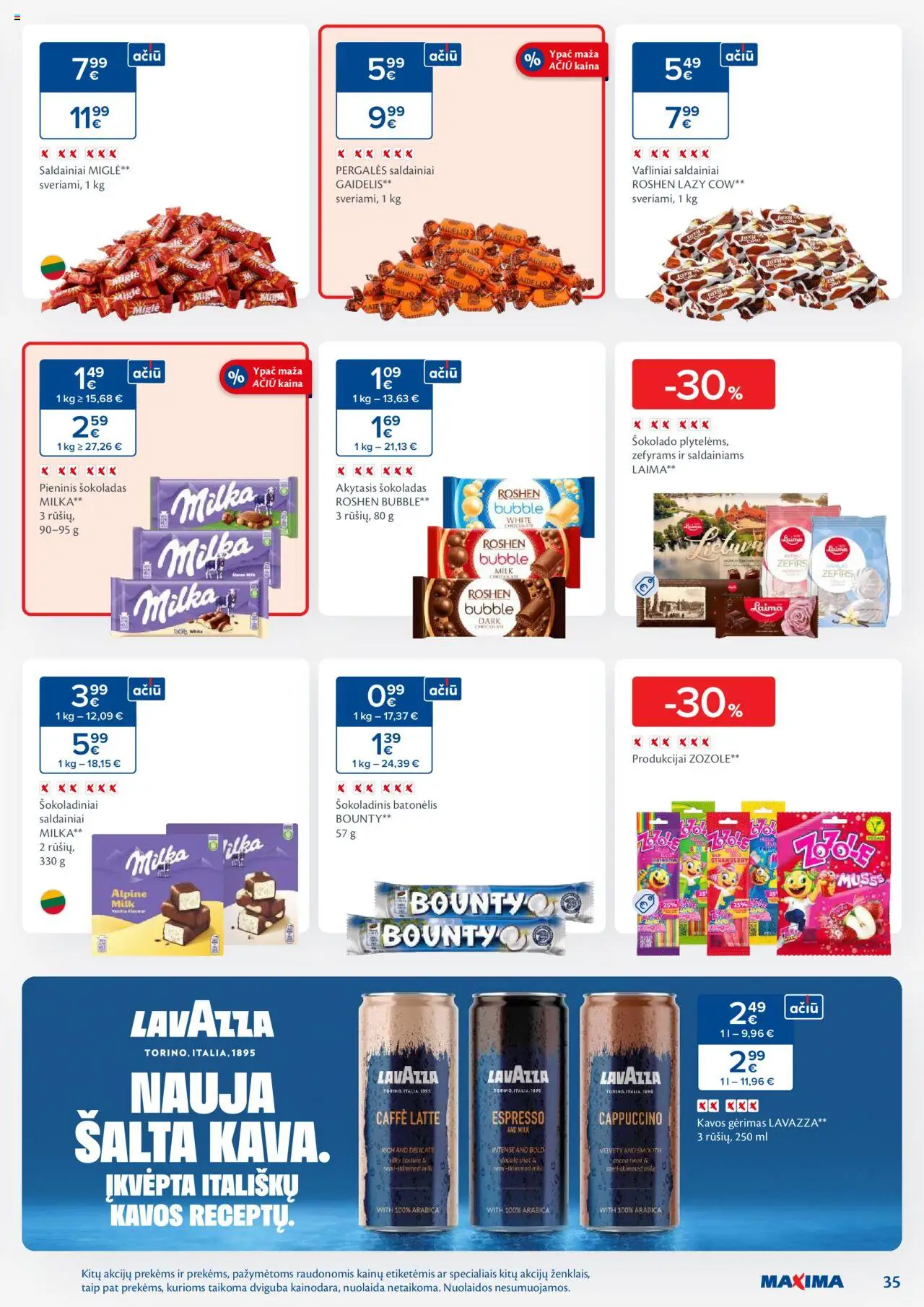 MAXIMA leidinys│galioja nuo 05.08.2025 | Puslapis: 35 | Prekių: Šokoladas, Šokoladinis batonėlis, Saldainiai