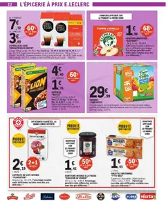 E.Leclerc - Prévisualisation de CAPSULES DE CAFÉ, "NESCAFÉ DOLCE GUSTO", Lungo 168 g. Le kg: 45,95 €. Par 2 (336 g): 10,81 € au lieu de 15,44 €. Le kg: 32,17 €. Également disponible sur les variétés Espresso 165 g (le kg à l'unité: 46,79 €), Espresso intenso 210 g (le kg à l'unité: 36,76 €), Café au lait 300 g (le kg: 25,73 à l'unité) ou Grande 255 g (le kg à l'unité: 30,27 €). valide à partir de 06.01.2026 | Page: 22