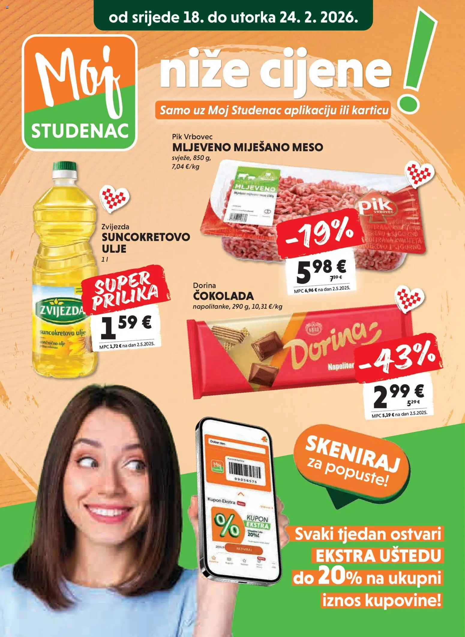 Studenac katalog | vrijedi od 18.02.2026 | Stranica: 3 | Proizvodi: Dorina, Suncokretovo ulje, Ulje, Čokolada