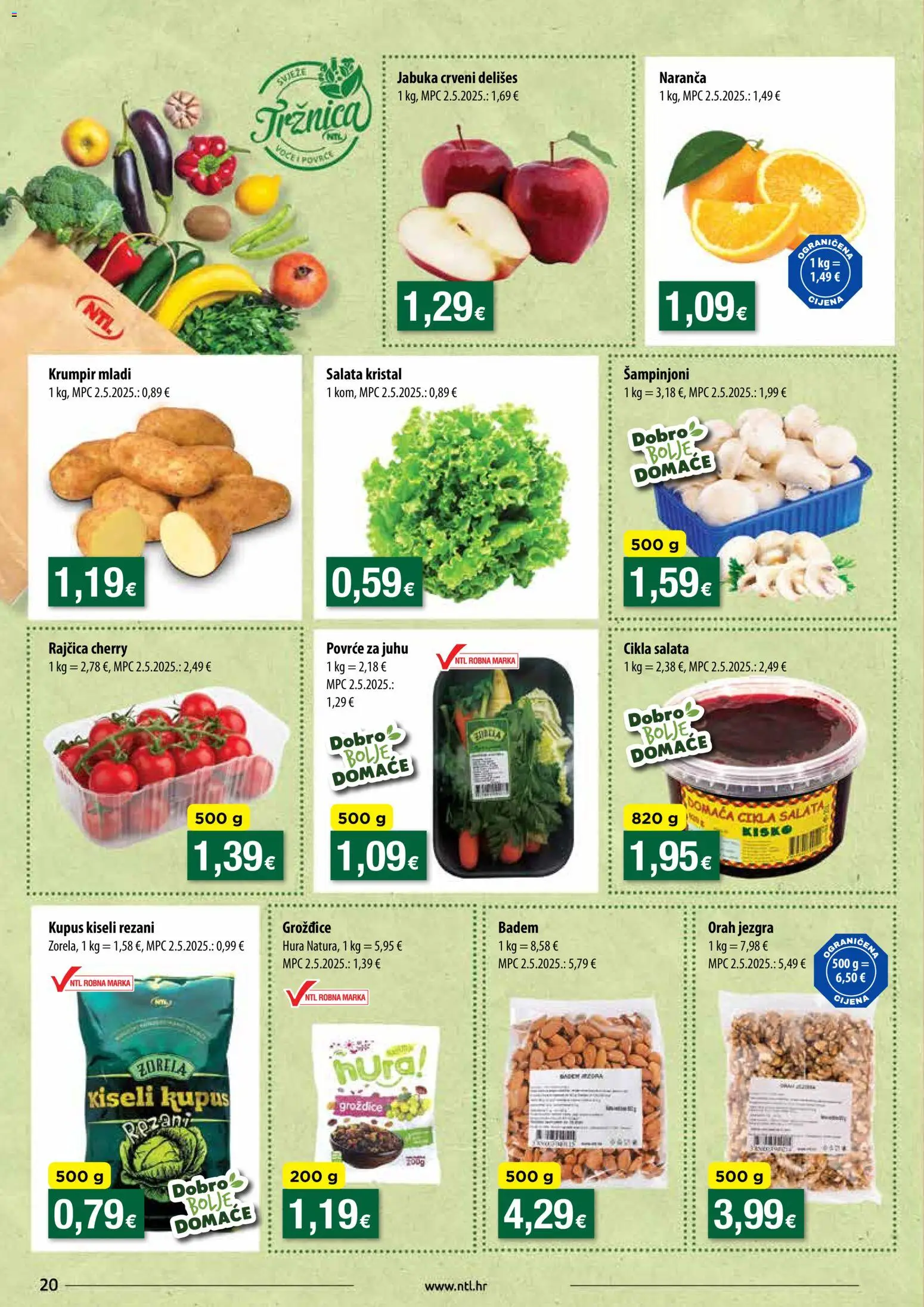 NTL katalog | vrijedi od 17.12.2025 | Stranica: 20 | Proizvodi: Salata, Grožđice, Povrće, Rajčica