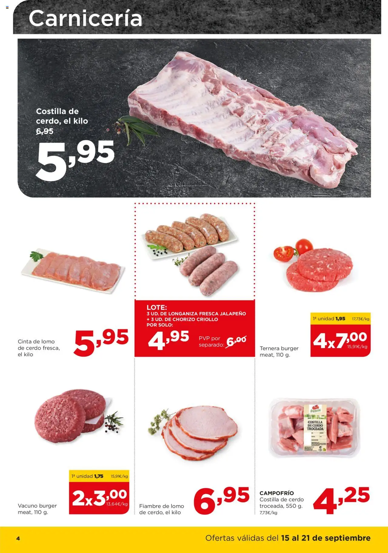 Alimerka folleto Castilla y León │ válido desde el 15.09.2025 | Página: 4 | Productos: Cerdo, Longaniza, Costilla de cerdo