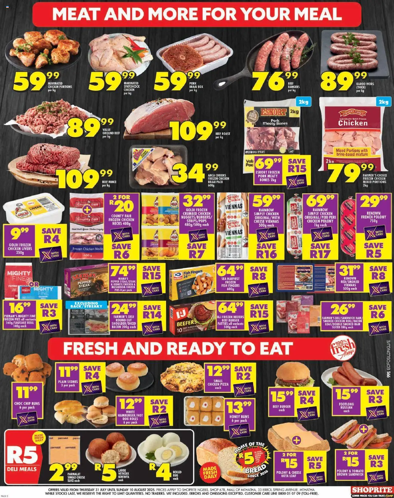 Shoprite Eastern Cape - Major Deals Grand Opening Ngebs │ valid from 31.07.2025 | Page: 2 | Products: Ham, Pizza, Pepper, Bacon
