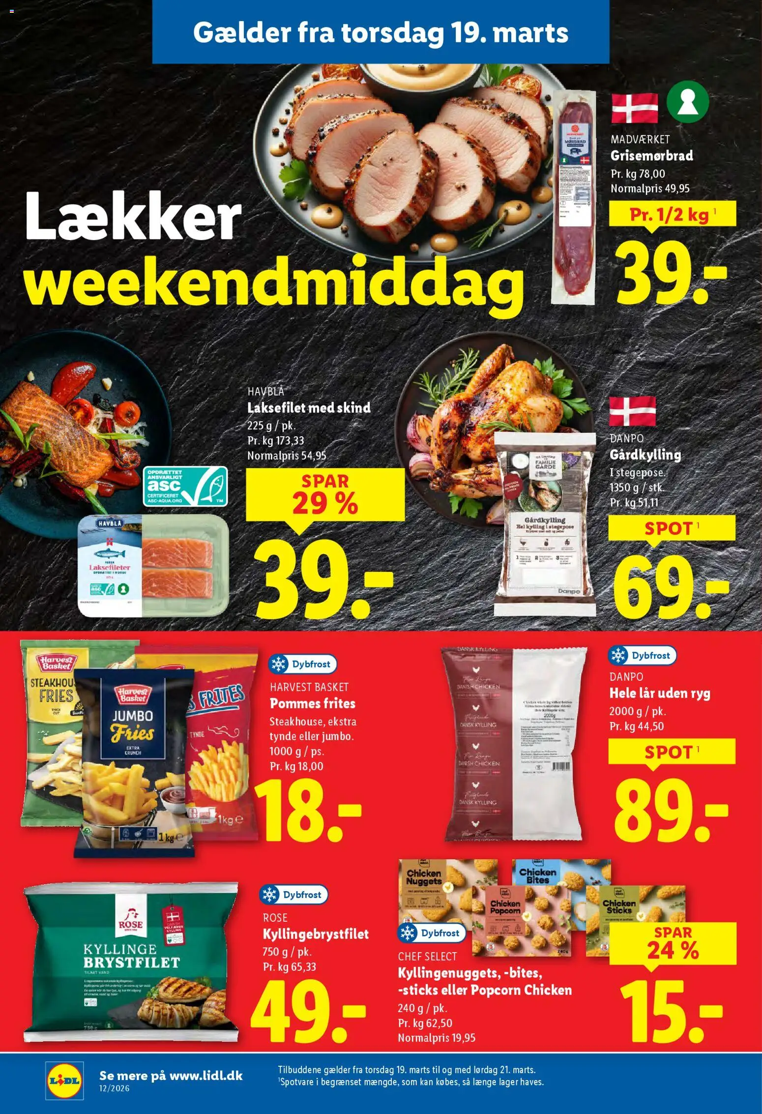 Lidl - Weekend avis tilbudsavis – gyldig fra 19.03.2026 | Side: 2 | Produkter: Pommes frites, Nuggets, Popcorn, Søm