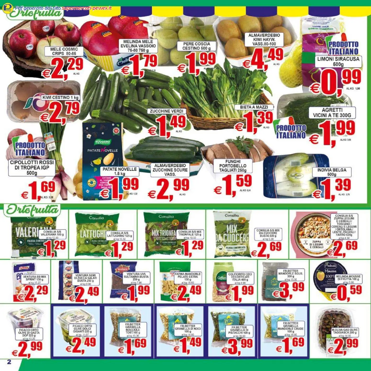 Volantino Pewex del 07.04.2026 | Pagina: 2 | Prodotti: Mandorle, Funghi, Zucchine, Cestino