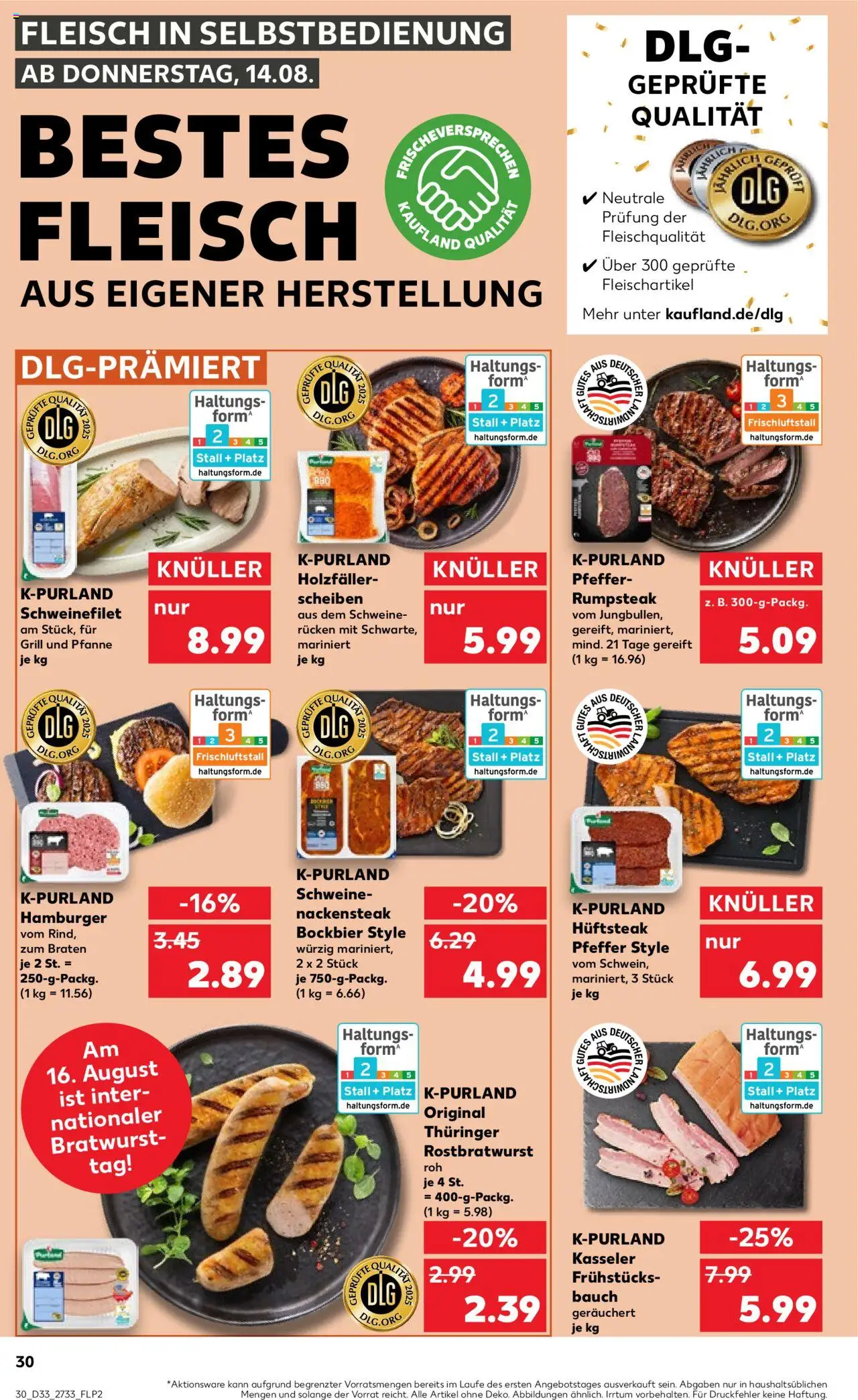 Kaufland Prospekt 	 - gültig ab dem 14.08.2025 | Seite: 30 | Produkte: Burger, Pfeffer, Steak, Fleisch