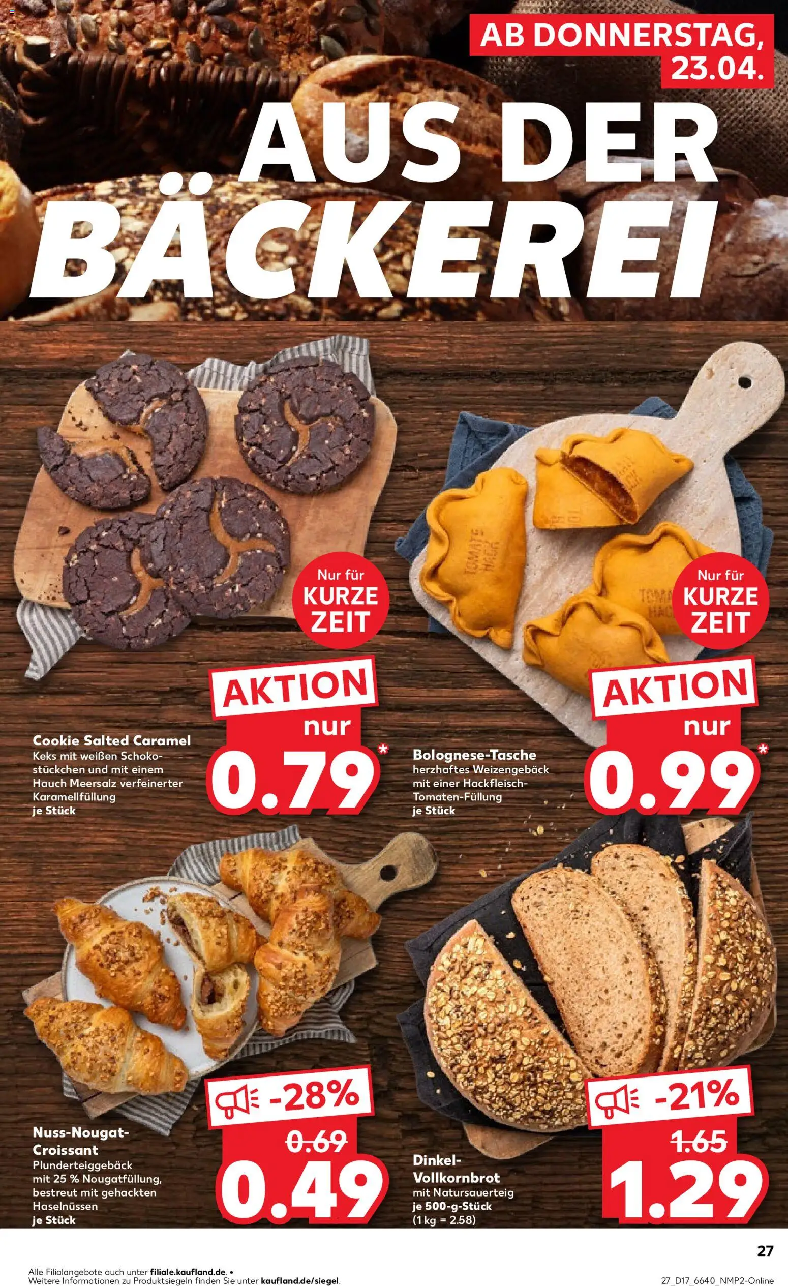 Kaufland Prospekt Stuttgart	 – gültig ab 23.04.2026 | Seite: 27 | Produkte: Bäckerei, Vollkornbrot, Croissant, Hackfleisch