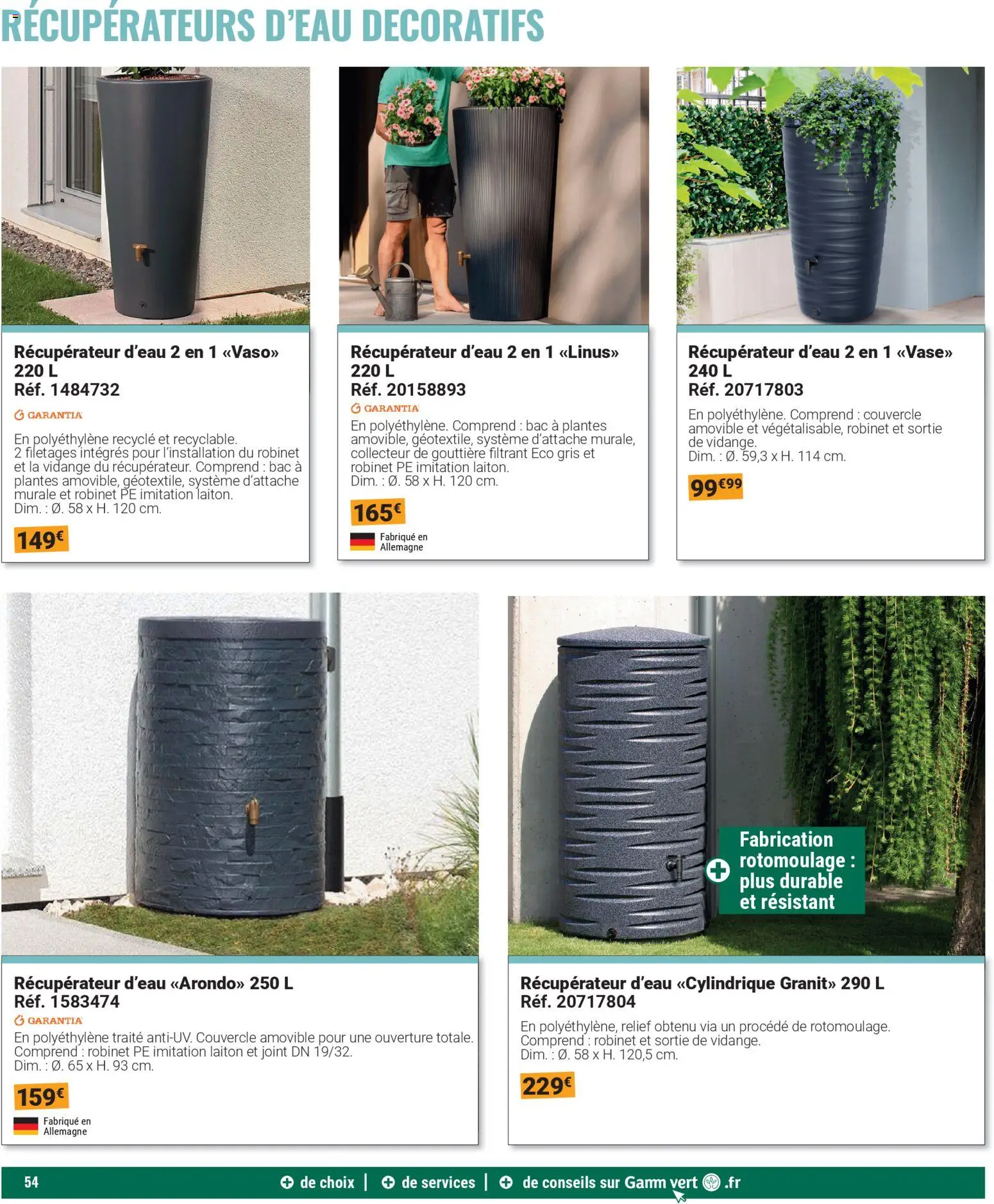 {H1} | Page: 54 | Produits: Robinet, Plantes, Gouttière, Récupérateur d'eau