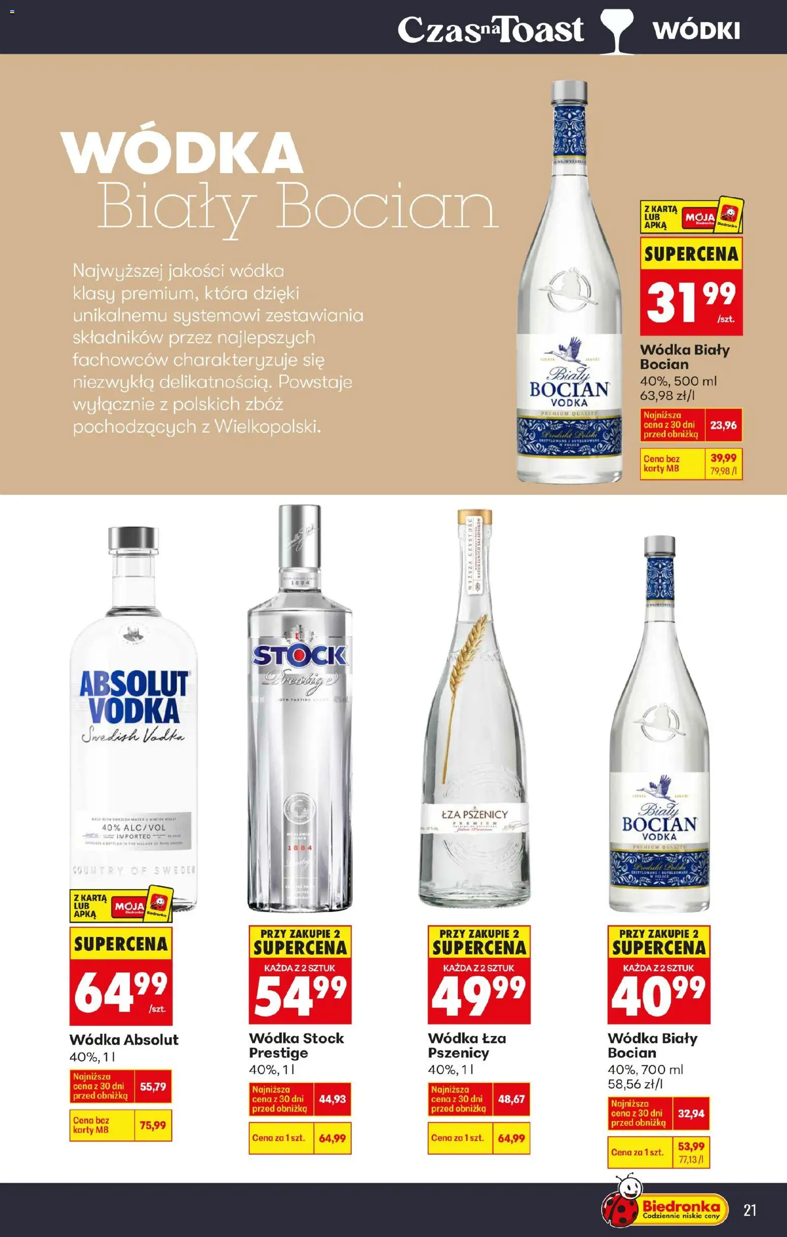 Biedronka gazetka - Czas na toast od 26.01.2026 | Strona: 21 | Produkty: Karta, Wódka Stock, Vodka, Wódka