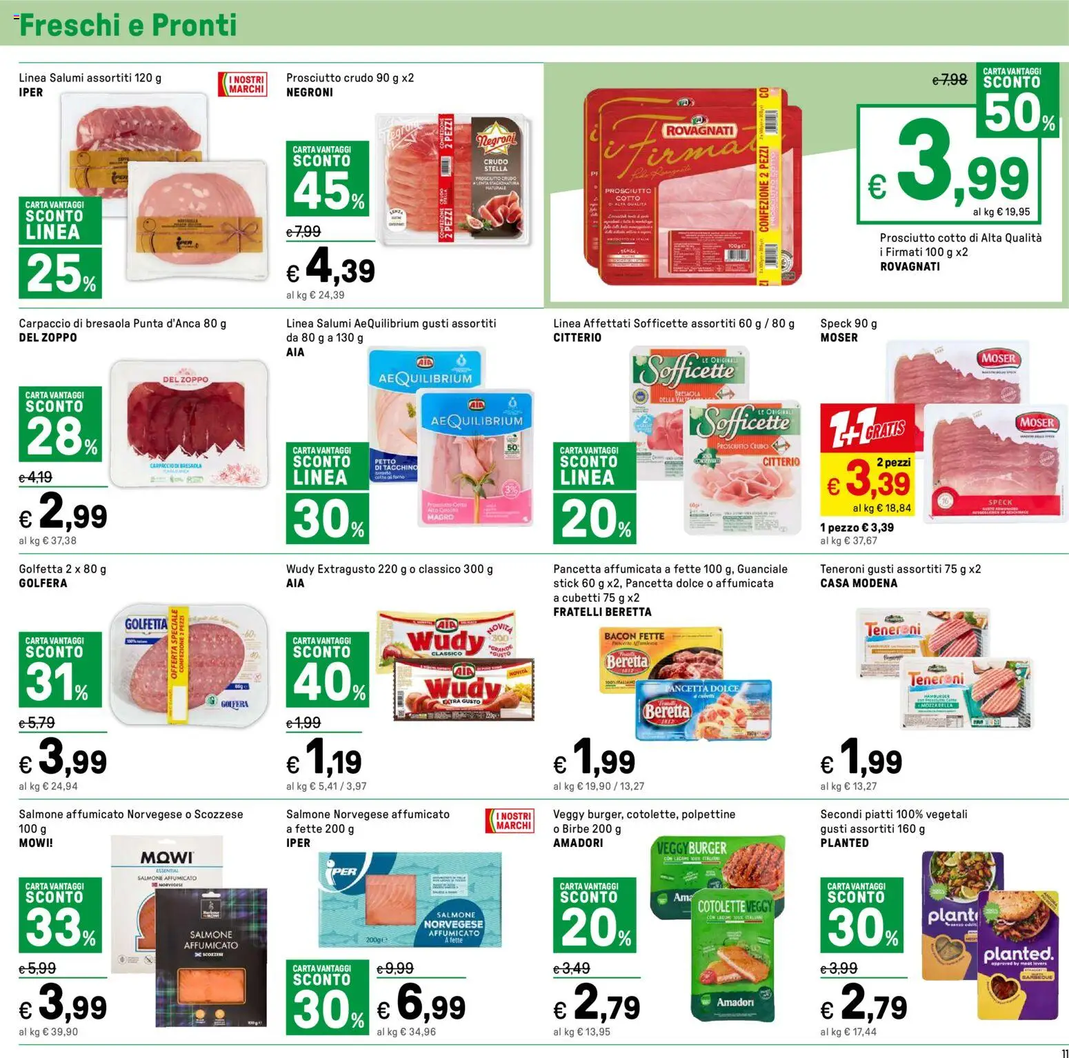 Volantino Iper del 14.11.2025 | Pagina: 11 | Prodotti: Salmone affumicato, Prosciutto Cotto, Bresaola, Barbecue