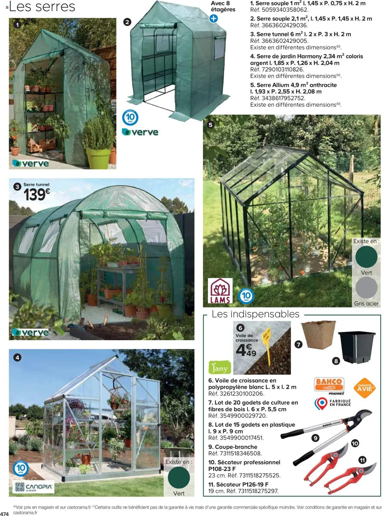 {H1} | Page: 474 | Produits: Mais, Serre de jardin, Sécateur