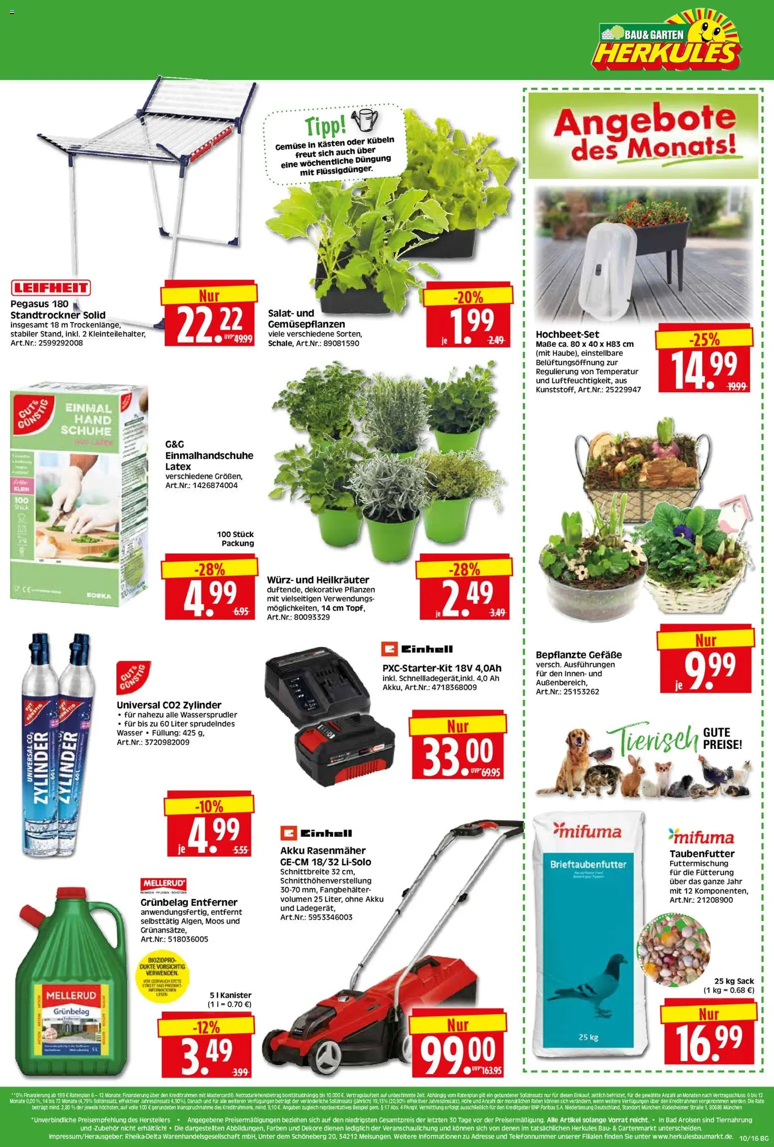 HERKULES Bau & Garten – gültig ab 02.03.2026 | Seite: 16 | Produkte: Rasenmäher, Bad, Gemüse, Salat