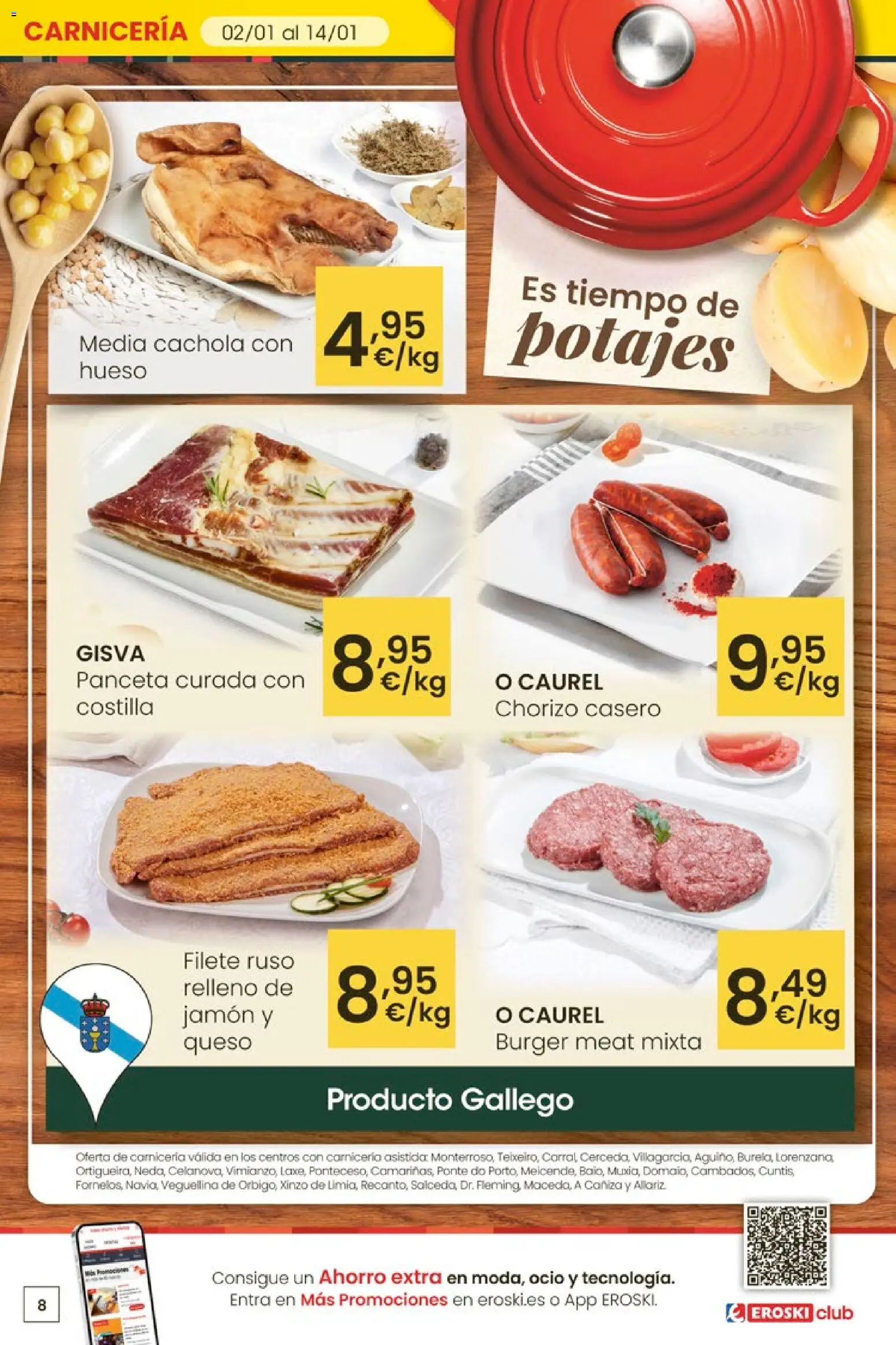 Eroski - Para un enero más ligero │ válido desde el 05.01.2026 | Página: 8 | Productos: Queso, Ηλεκτρικός φούρνος, Jamón, Filete