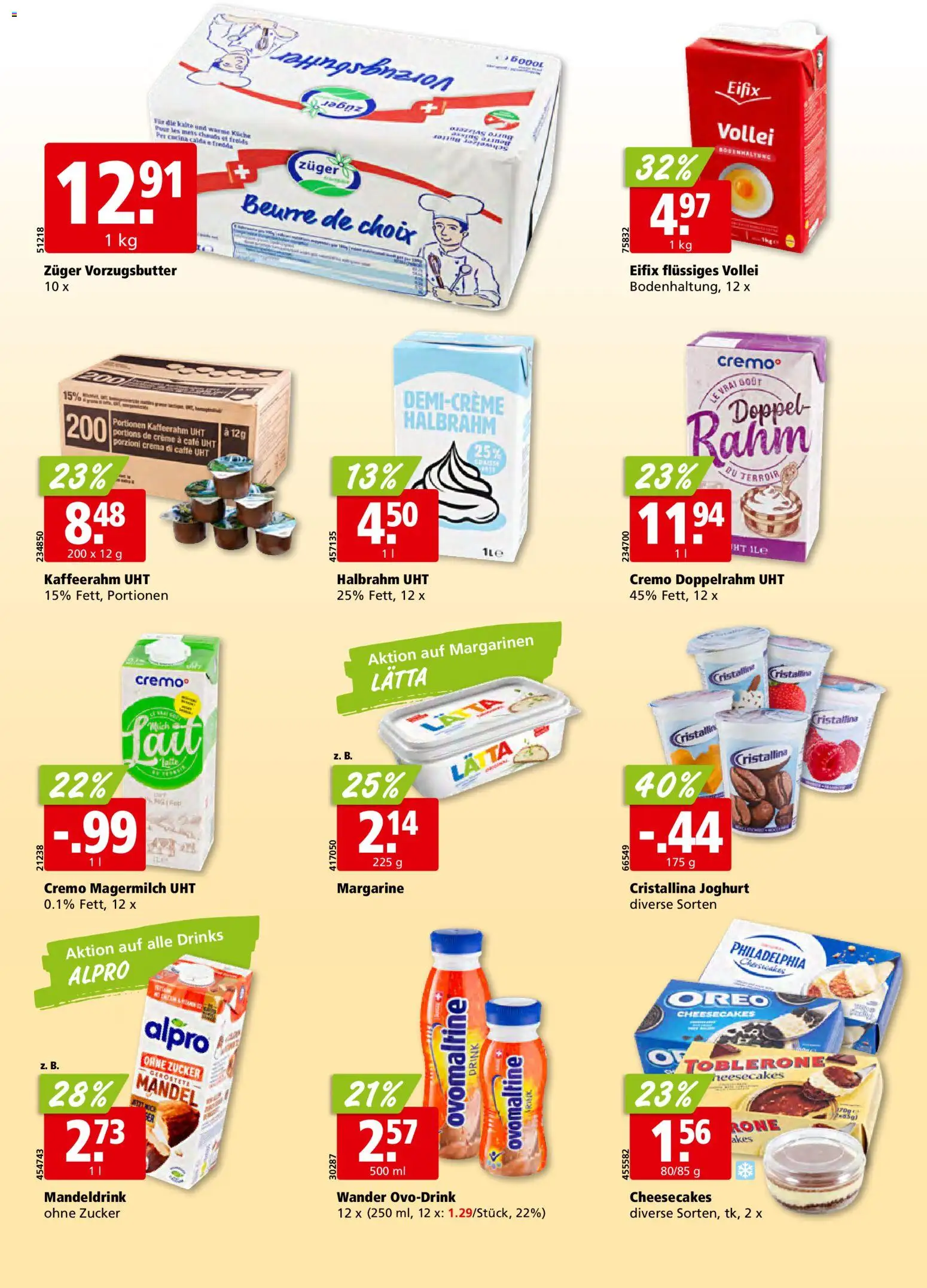 Aligro Aktionen Schlieren, Gossau SG, Frauenfeld, Rapperswil-Jona, Sargans, Bern, Brüttisellen, Pratteln, Emmen, Spreitenbach – gültig ab 19.01.2026 | Seite: 14 | Produkte: Joghurt, Zucker, Creme