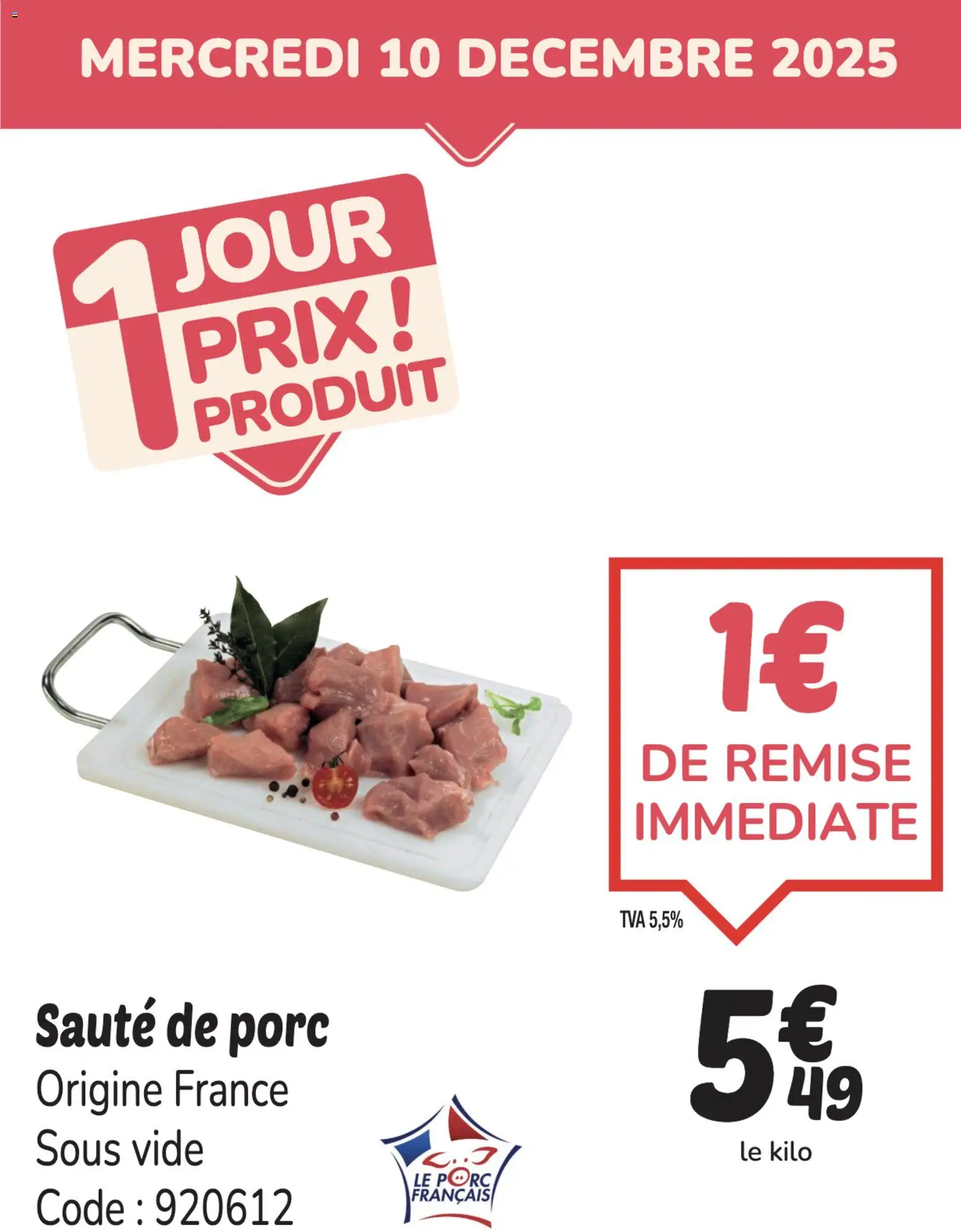 {H1} | Page: 1 | Produits: Sauté de porc, Porc