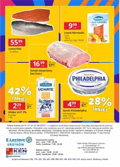 E.Leclerc Gazetka - Warszawa Ursynów od 31.07.2025 | Strona: 2 | Produkty: Schab wieprzowy bez kości, Łosoś, Serek philadelphia, Mleko