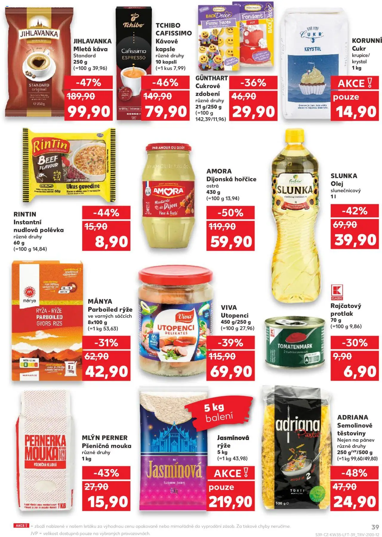 Kaufland leták - Plzeň od 27.08.2025 | Strana: 39 | Produkty: Těstoviny, Kapsle, Jihlavanka, Cukr