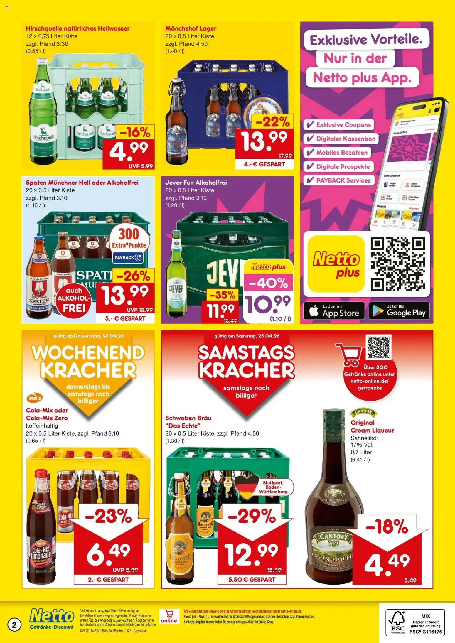 Netto Marken-Discount Prospekt Gerstetten	 – gültig ab 20.04.2026 | Seite: 2 | Produkte: Monchshof, Limonade, Jever