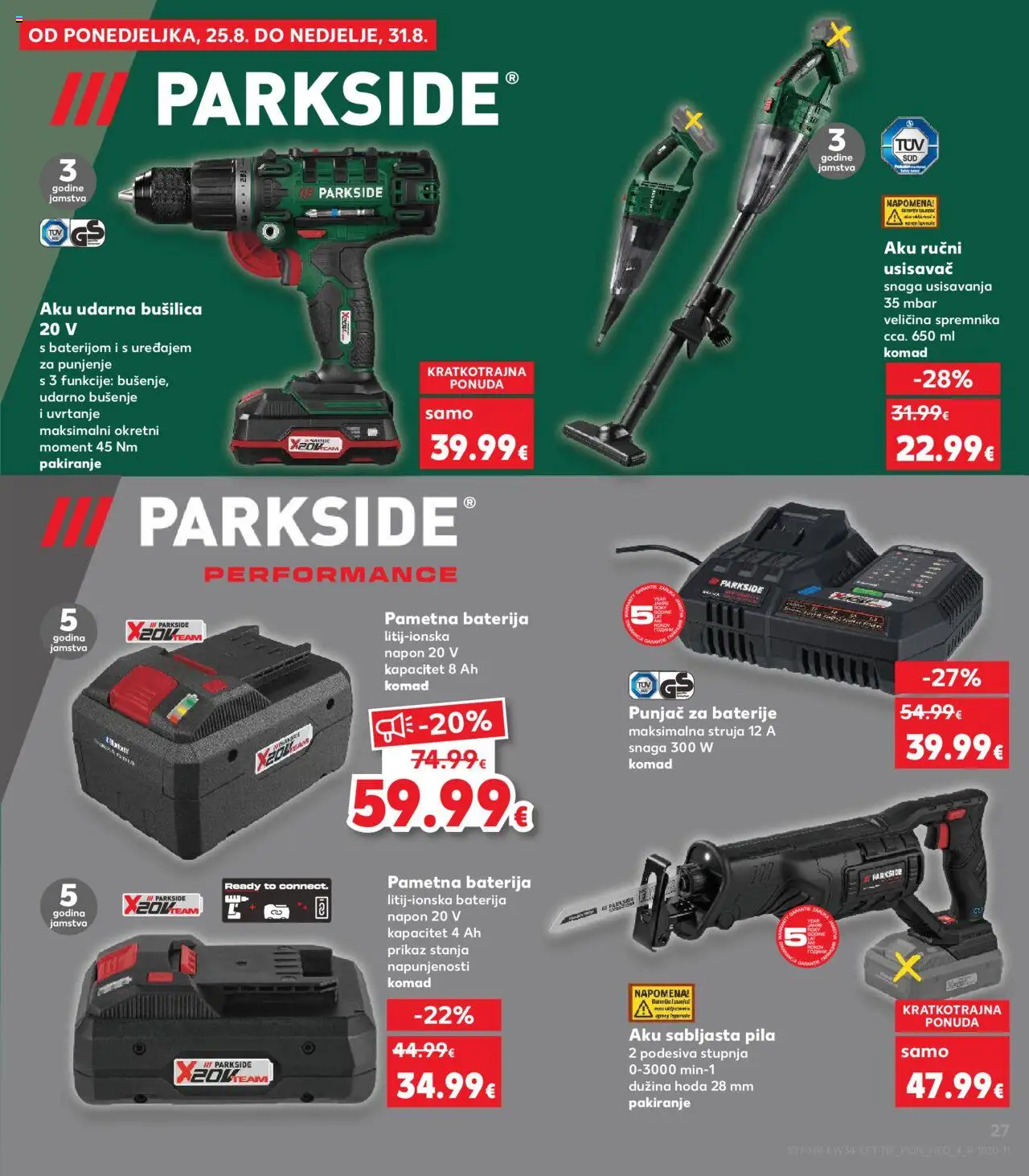 Kaufland katalog | vrijedi od 20.08.2025 | Stranica: 27 | Proizvodi: Usisavač, Baterije, Pila, Bušilica