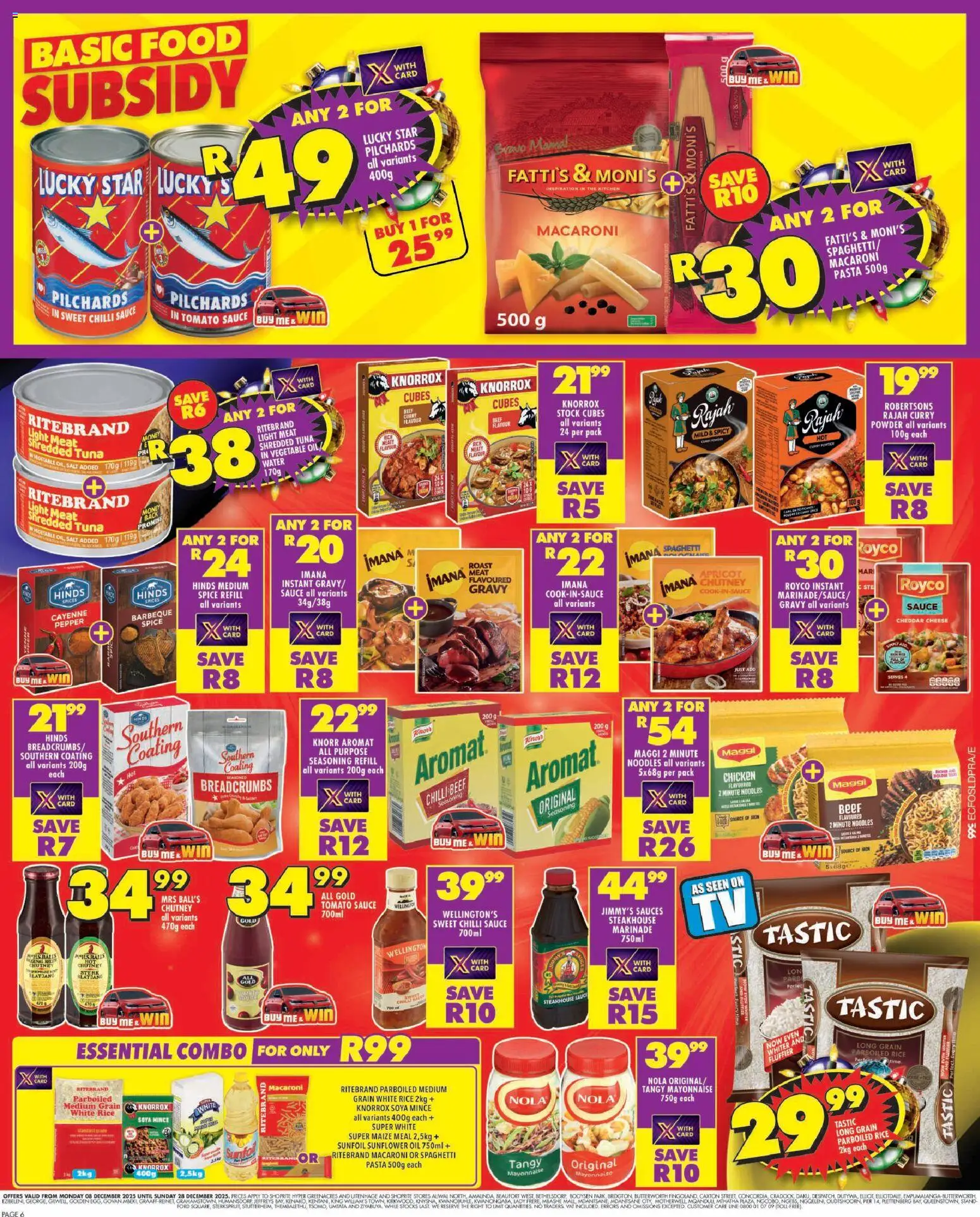 New Shoprite catalogue – valid from 08.12.2025 | Page: 6 | Products: Noodles, Pasta, Gravy, Sauce