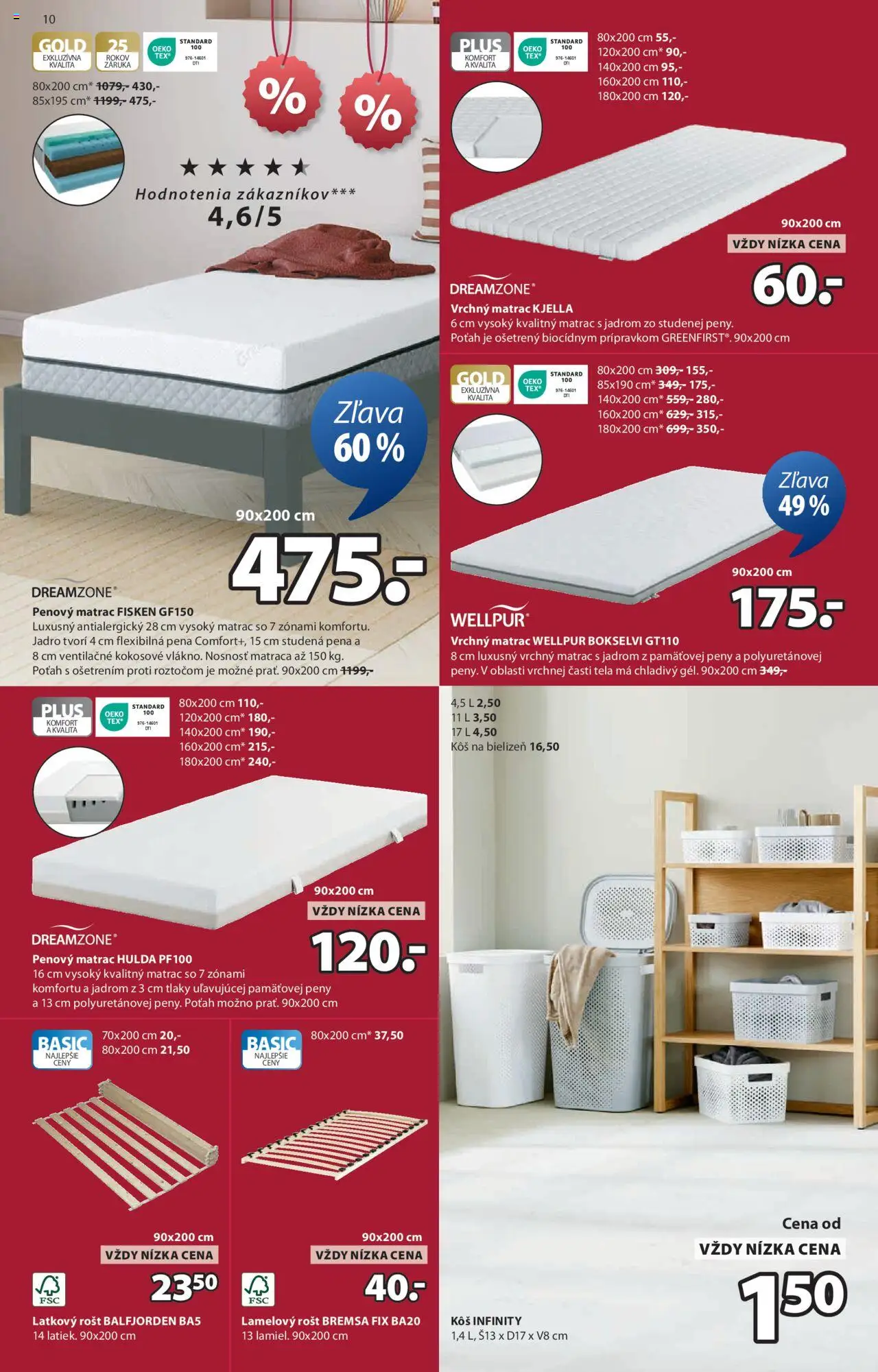 JYSK záhradný výpredaj │ platný od 30.07.2025 | Strana: 11 | Produkty: Matrac, Vrchný matrac, Kôš na bielizeň, Kôš