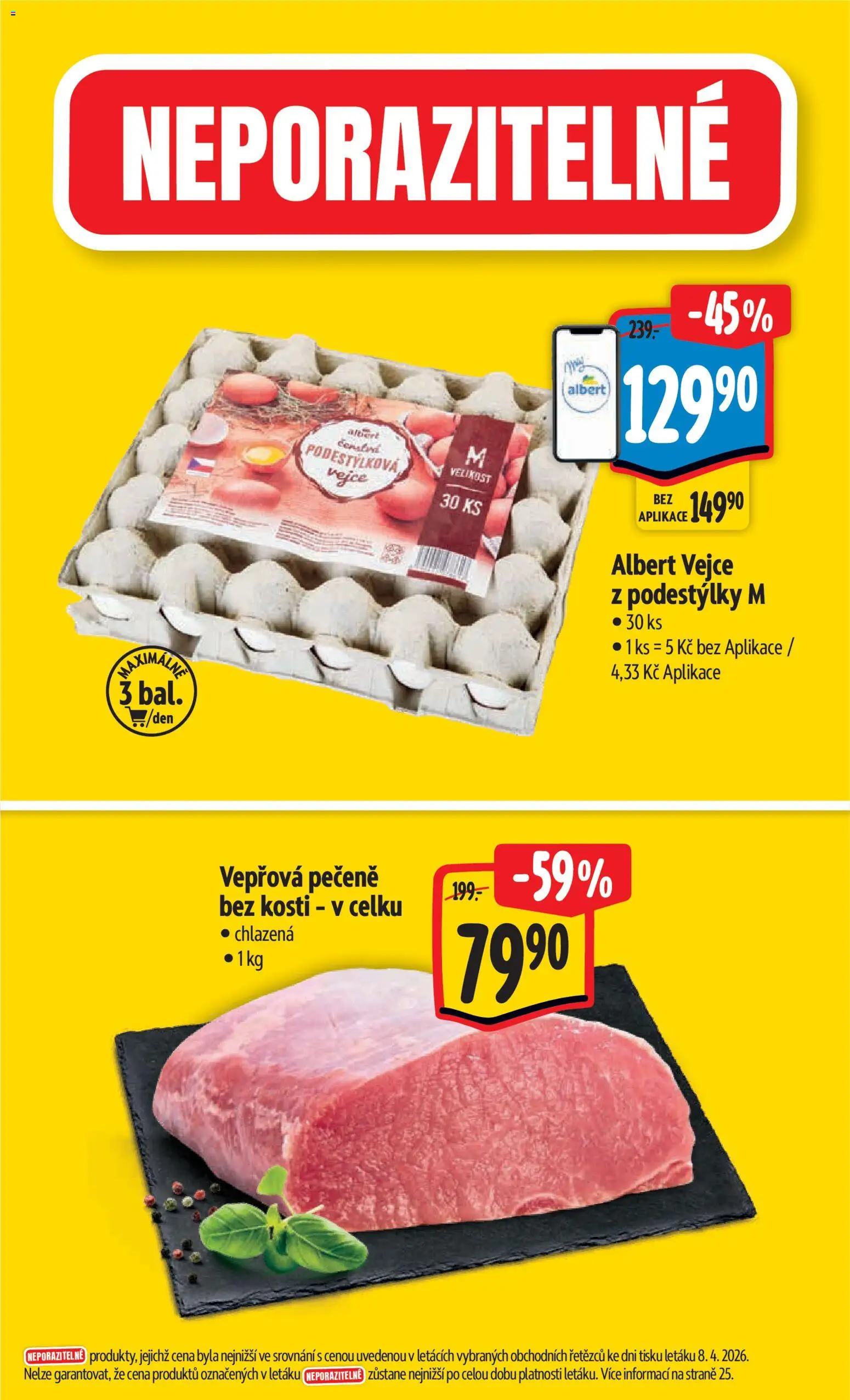 Albert leták - Hypermarket od 15.04.2026 | Strana: 2 | Produkty: Vepřová pečeně, Vejce
