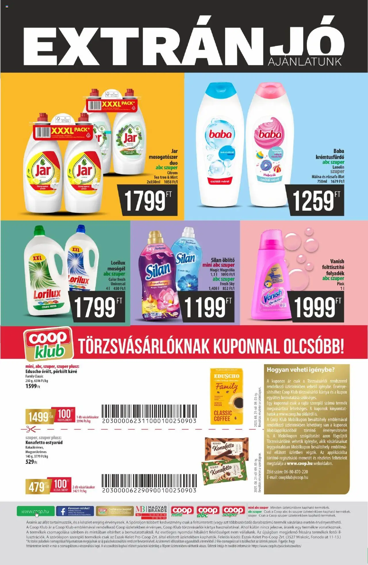 COOP akciós ujság - amely érvényes a következő dátumtól: 28.08.2025 | Oldal: 7 | Termékek: Mosógél, Kávé, Tea, Folttisztító