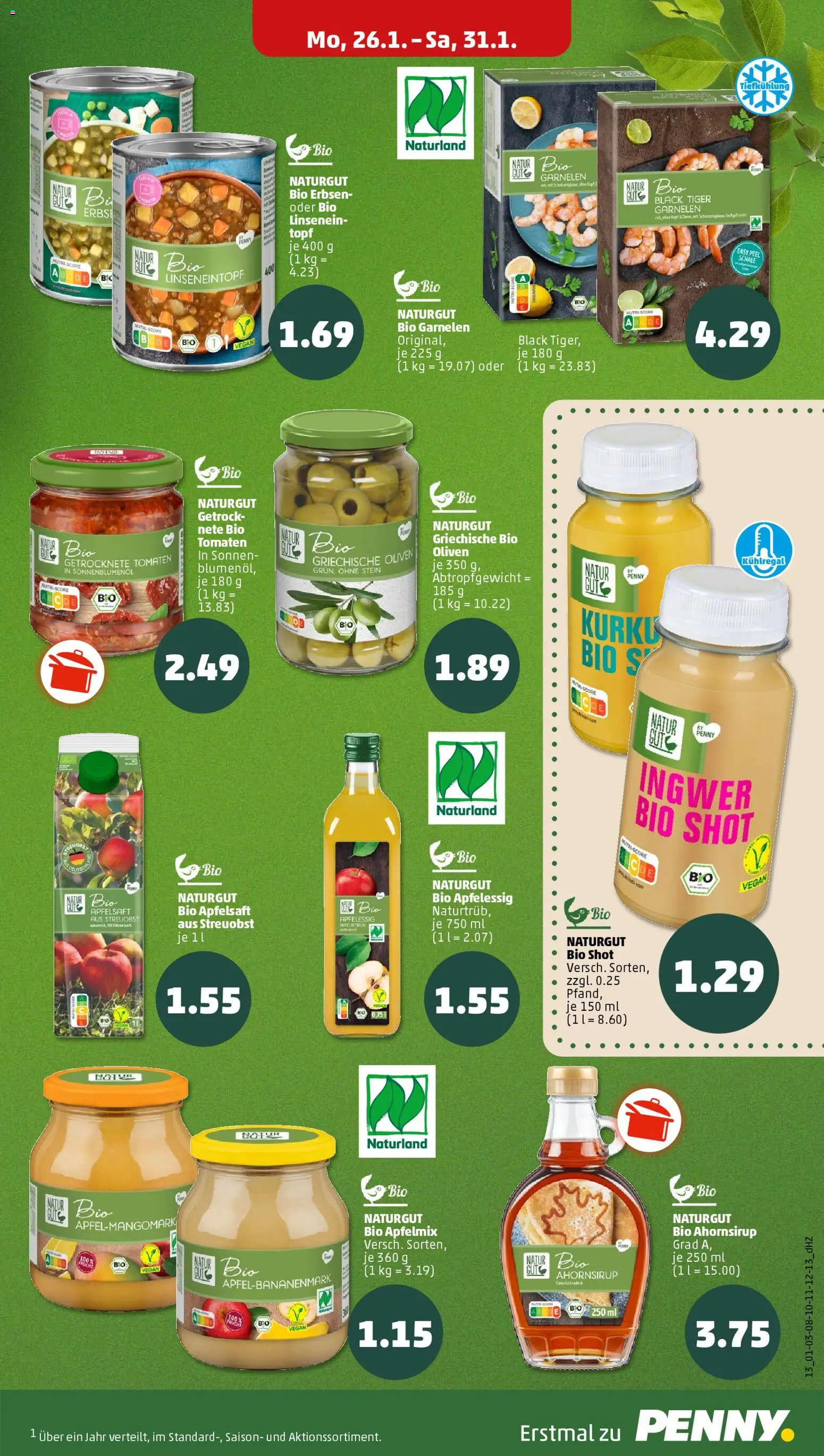 Penny Prospekt 	 – gültig ab 26.01.2026 | Seite: 15 | Produkte: Sonnenblumenol, Tomaten, Garnelen, Erbsen
