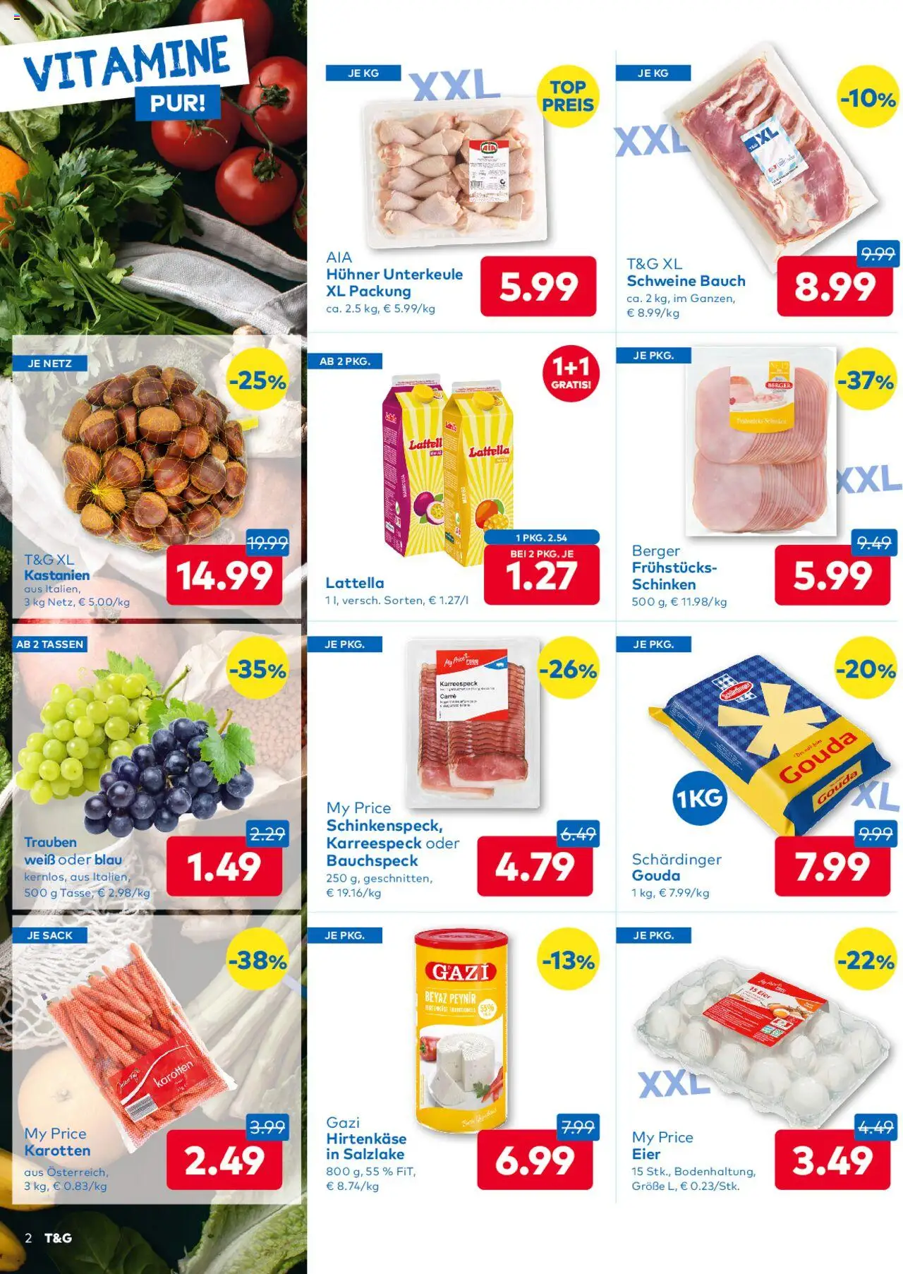 T&G Flugblatt gültig ab 25.09.2025 | Seite: 2 | Produkte: Mango, Eier, Schinken