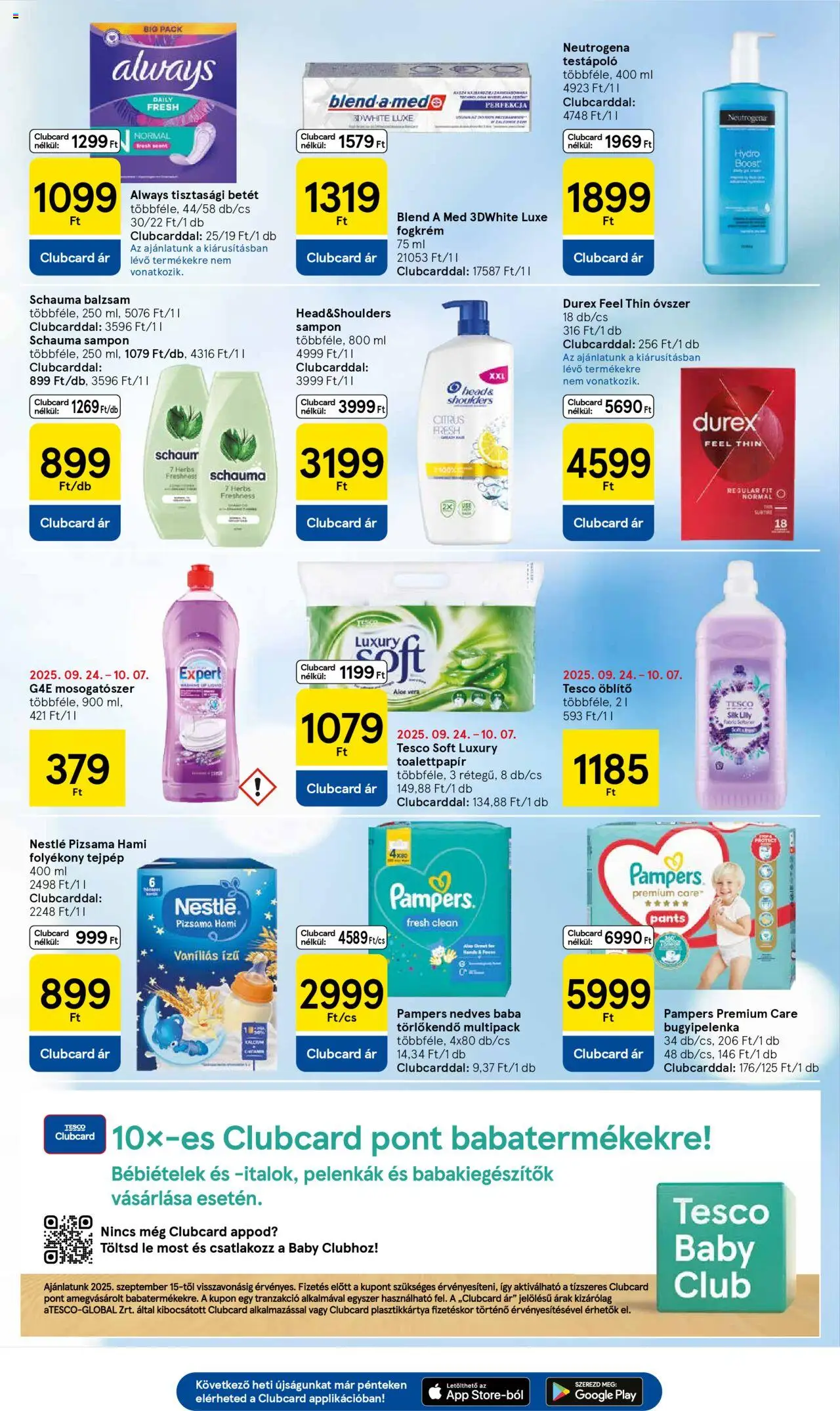 Tesco akciós ujság - amely érvényes a következő dátumtól: 02.10.2025 | Oldal: 9 | Termékek: Pampers, Öblítő, Fogkrém, Pizsama