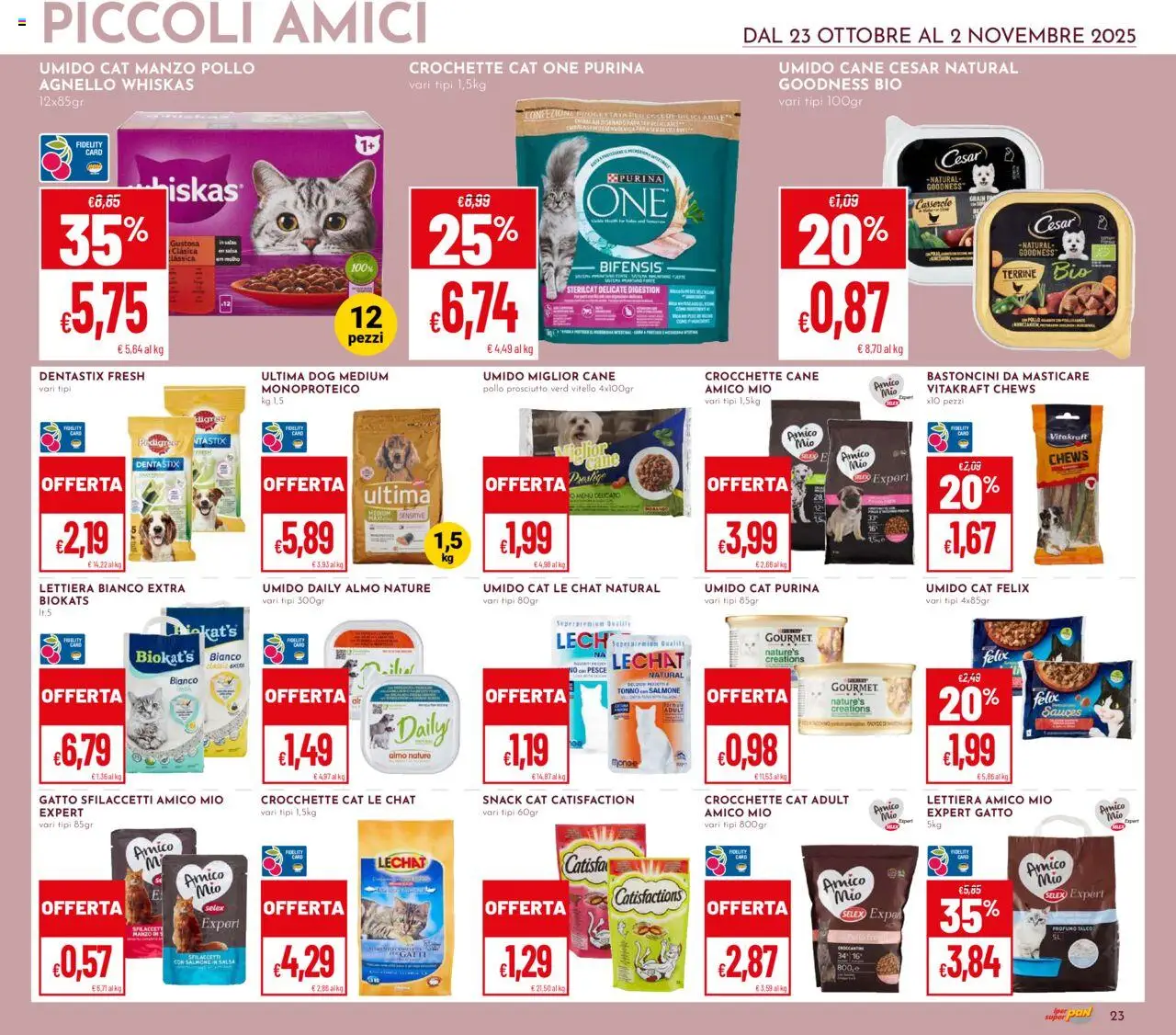 Volantino Pan del 23.10.2025 | Pagina: 23 | Prodotti: Salsa, Crocchette cane, Agnello, Profumo