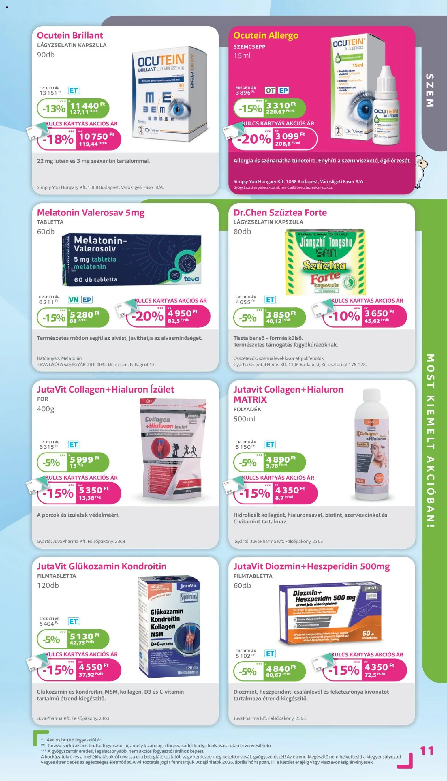 Kulcs Patika akciós ujság - amely érvényes a következő dátumtól: 01.04.2026 | Oldal: 11 | Termékek: Kollagén, Tea