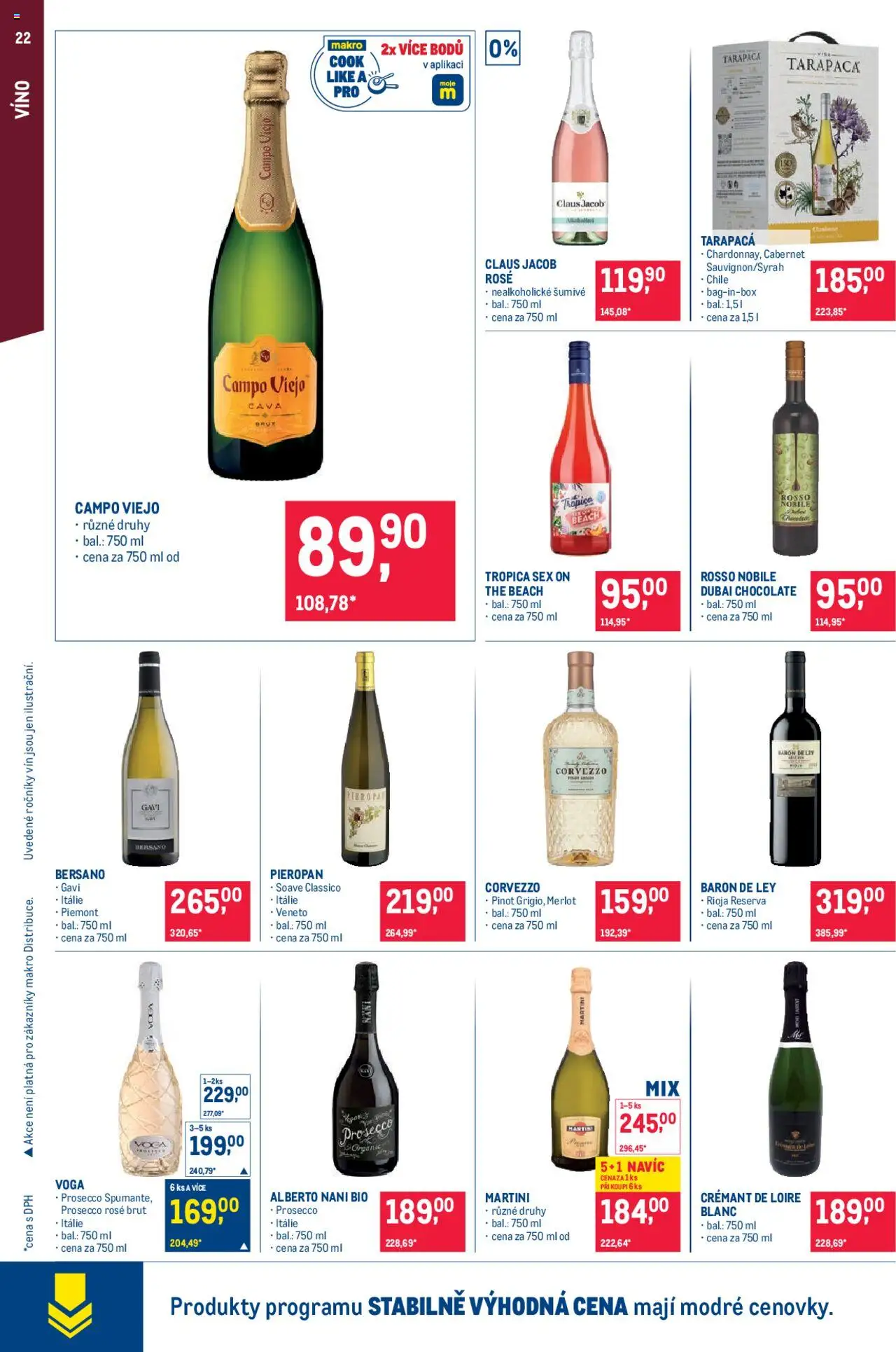 Makro leták - Pro milovníky jídla od 21.05.2025 | Strana: 22 | Produkty: Prosecco, Martini, Merlot, Prosecco rosé