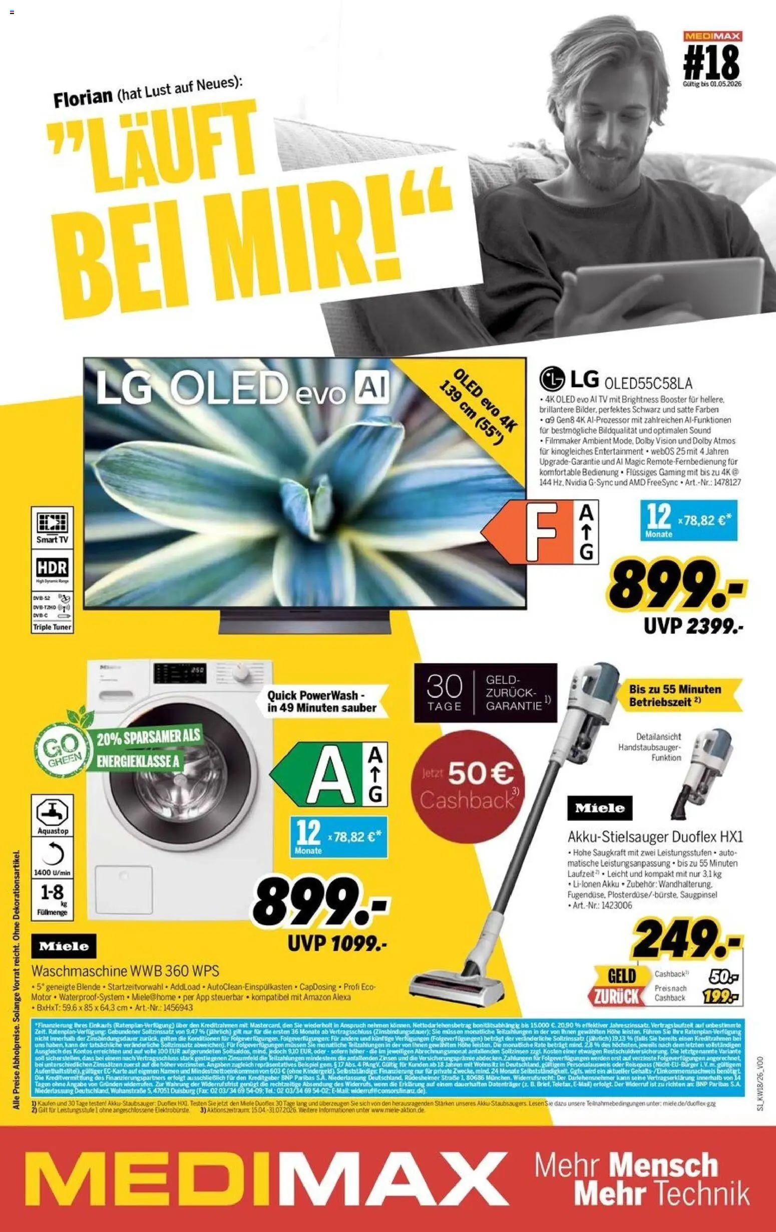 Medimax Prospekt 	 – gültig ab 24.04.2026 | Seite: 1 | Produkte: Miele, LG, Waschmaschine, Smart TV