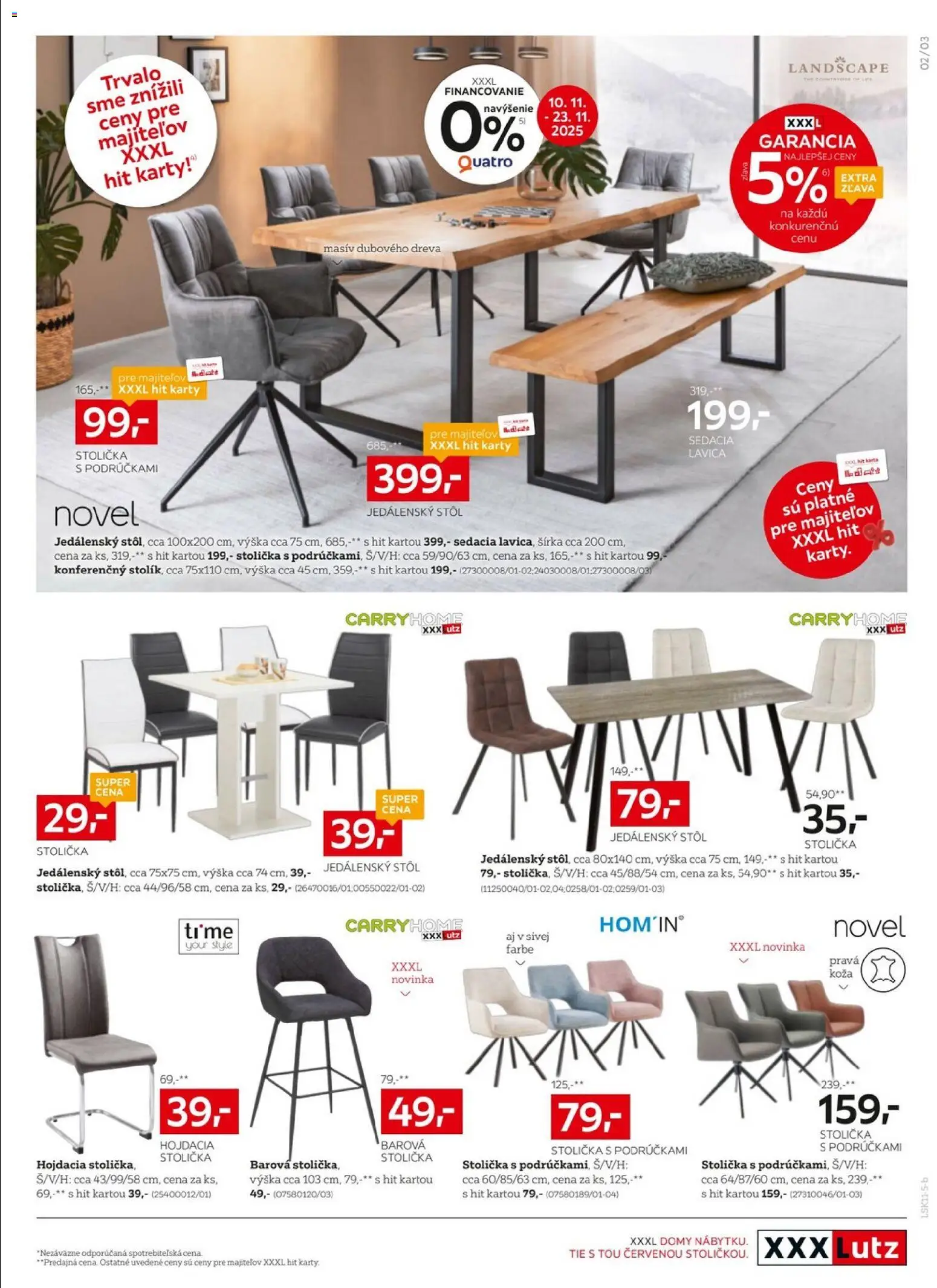 Nové XXXLutz akcie – leták je platný od 10.11.2025 | Strana: 3 | Produkty: Barová stolička, Jedálenský stôl, Stôl, Lavica