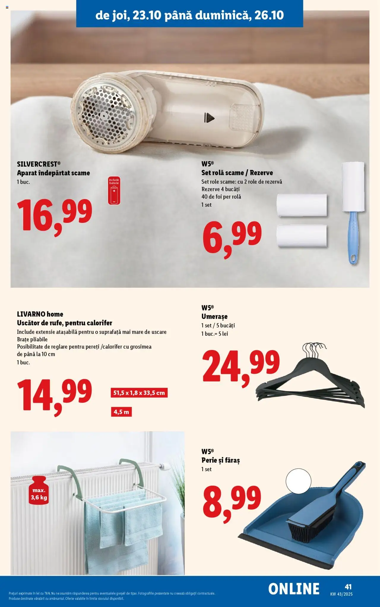 Noul catalog Lidl – valabil de la 20.10.2025 | Pagină: 19 | Produse: Uscător, Role, Baterie, Perie