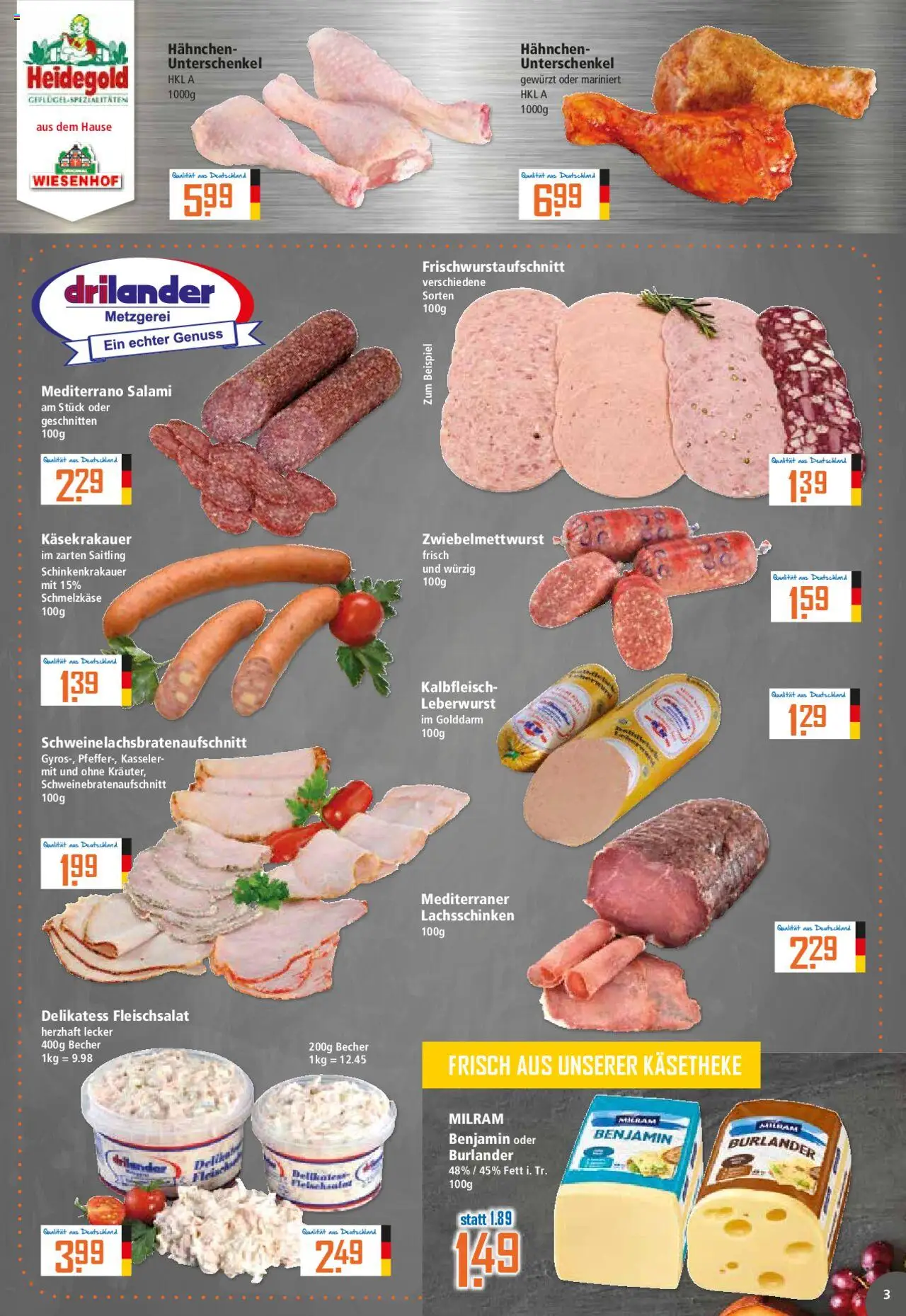 Klaas & Kock Prospekt 	 - gültig ab dem 18.08.2025 | Seite: 3 | Produkte: Hahnchen, Milram, Salami