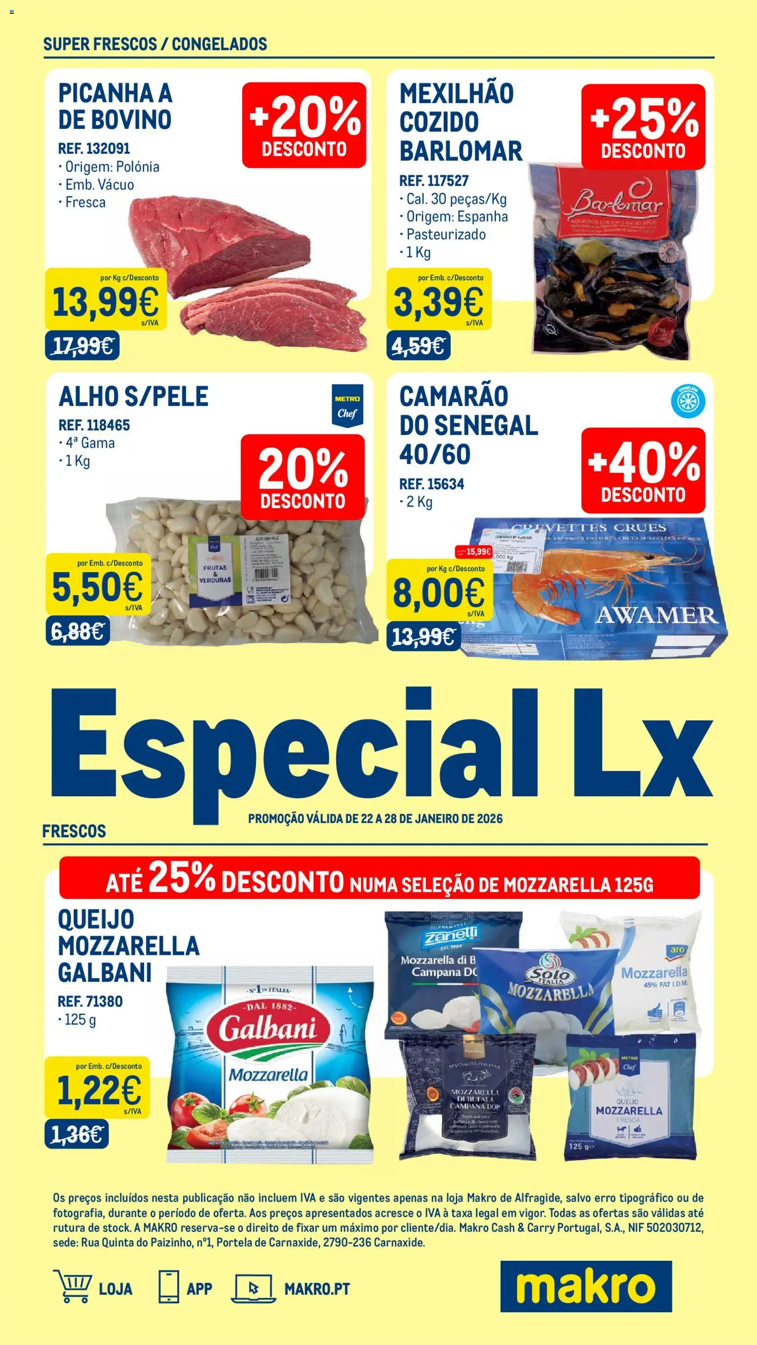 Makro Especial Lx Semana 4 - Exclusivo Loja Alfragide │ válido de 22.01.2026 | Página: 1 | Produtos: Camarão, Queijo