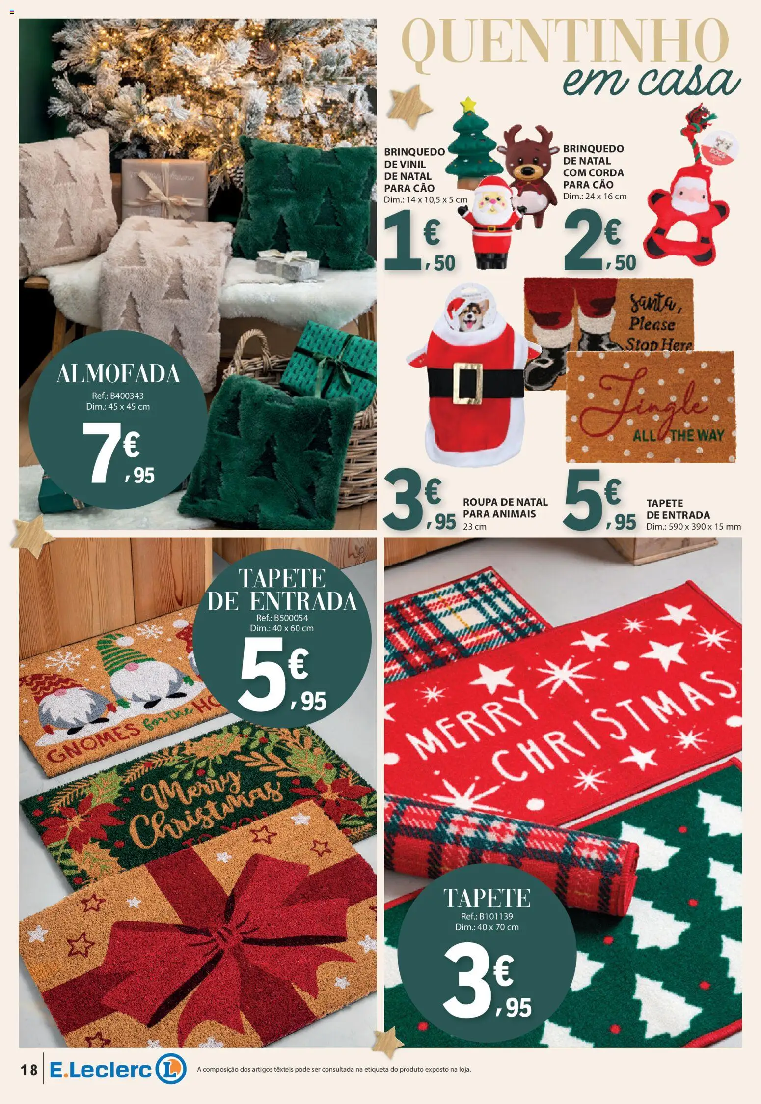 E.Leclerc - Folheto Natal │ válido de 04.11.2025 | Página: 18 | Produtos: Corda, Almofada, Tapete